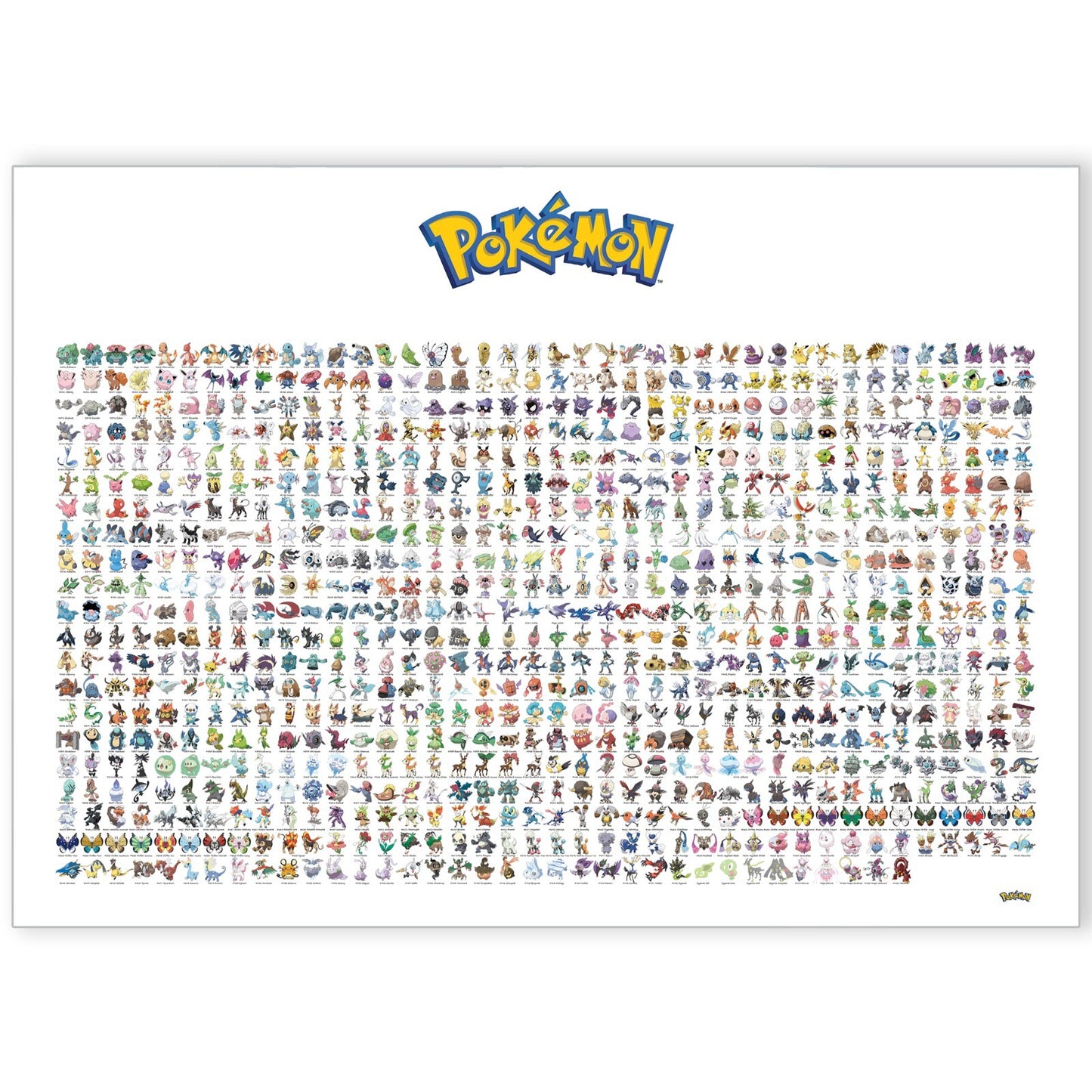 Pokemon Full Pokedex 1-721 Video Game Anime Gen 1 To Gen 6 Poster Print