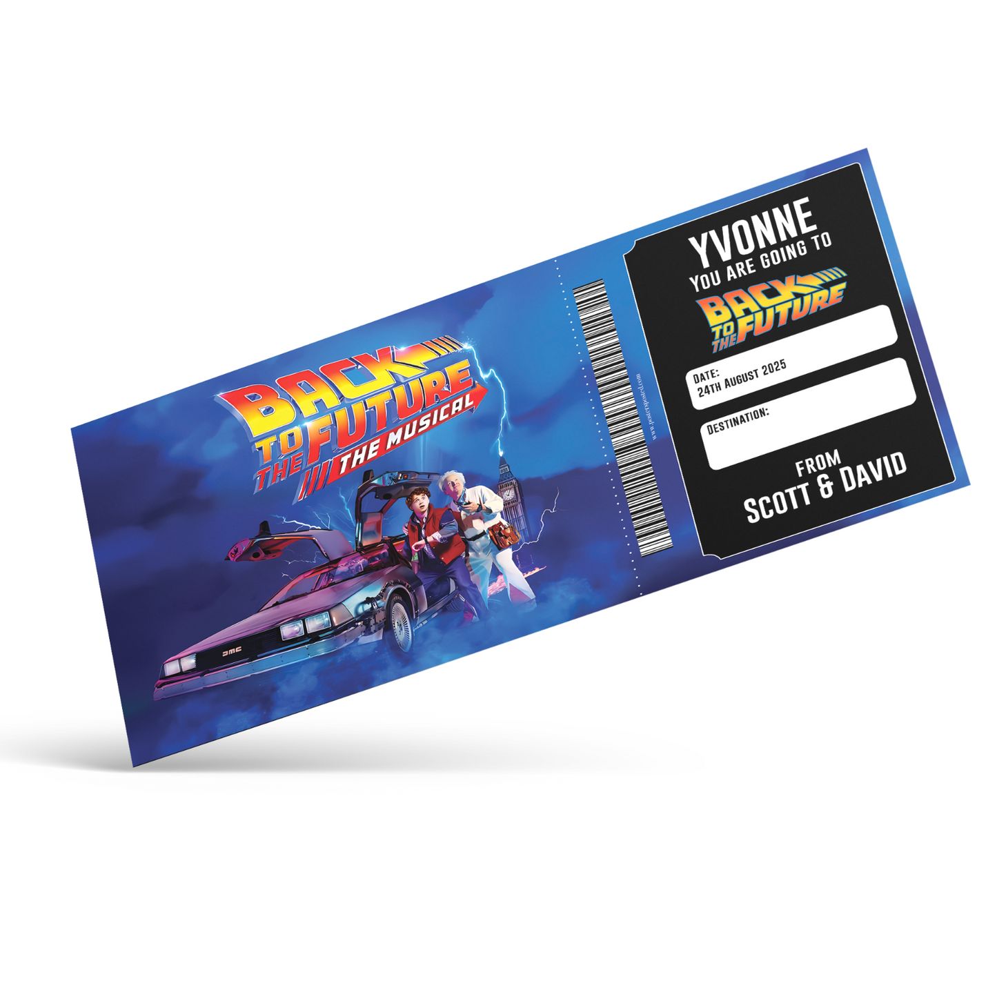 Back To The Future Musical Theatre Ticket Personalised Gift