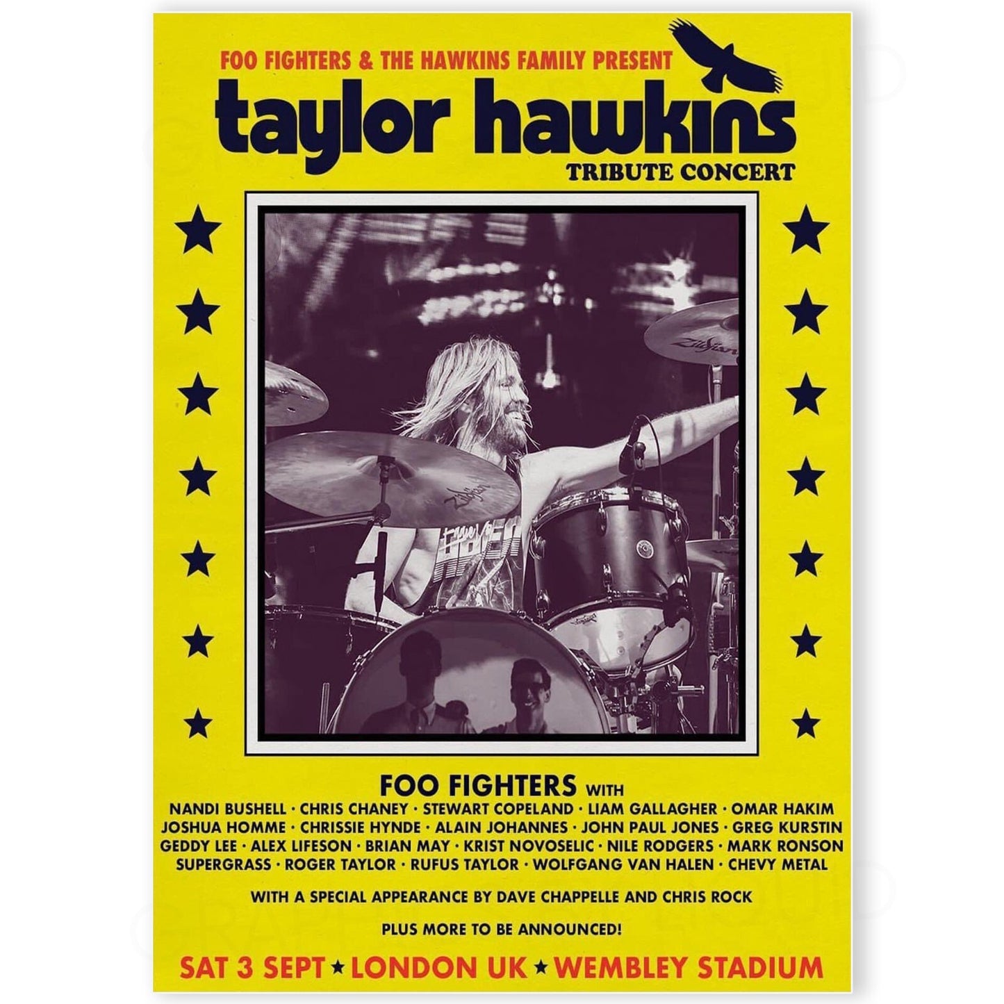 Taylor Hawkins Tribute Concert Promo Event Wembley Gift Poster Print