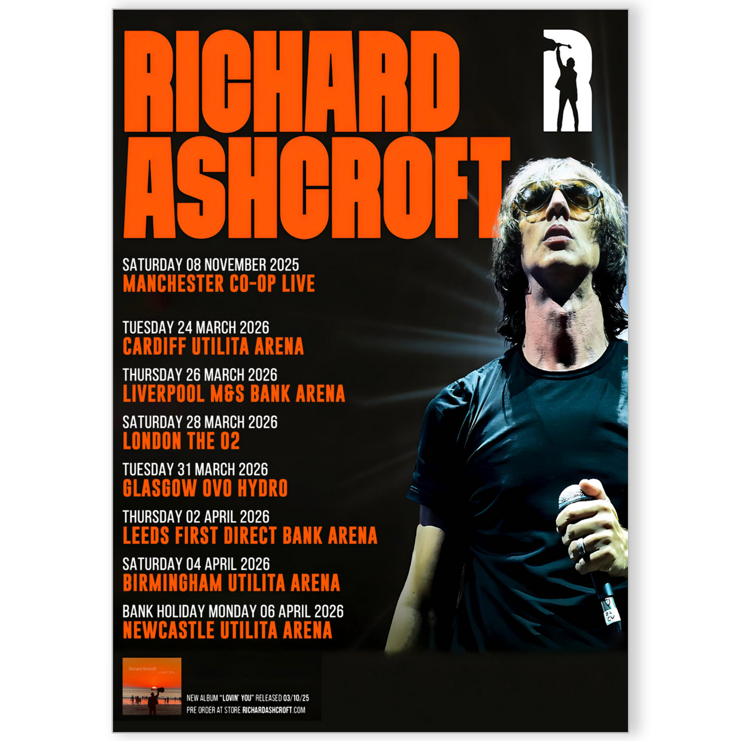 Richard Ashcroft Poster Rock Musician 17 July 2026 Promo Summer Poster A5-A3