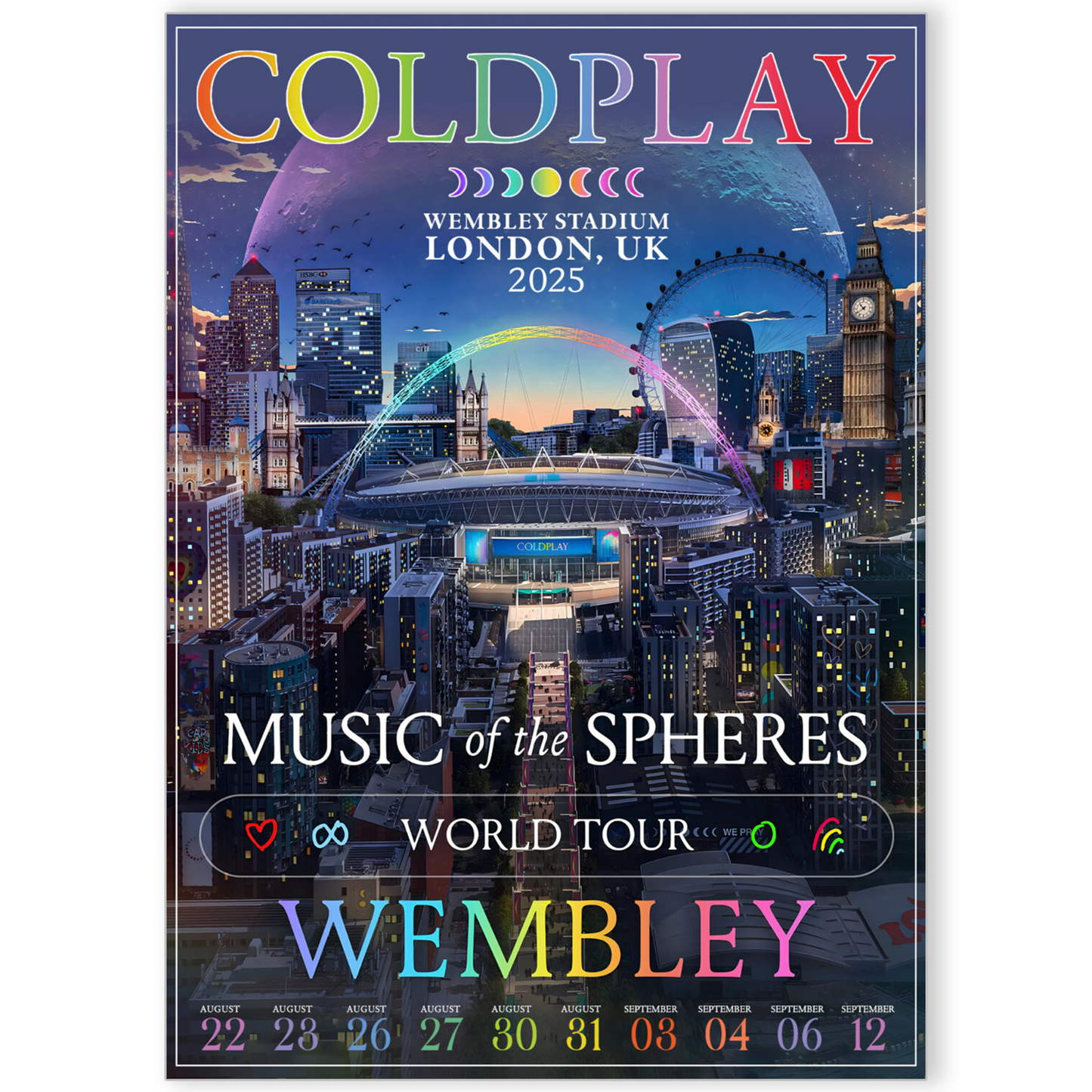 Coldplay Music Of The Spheres 2025 Poster Print Wembley Stadium London Tour