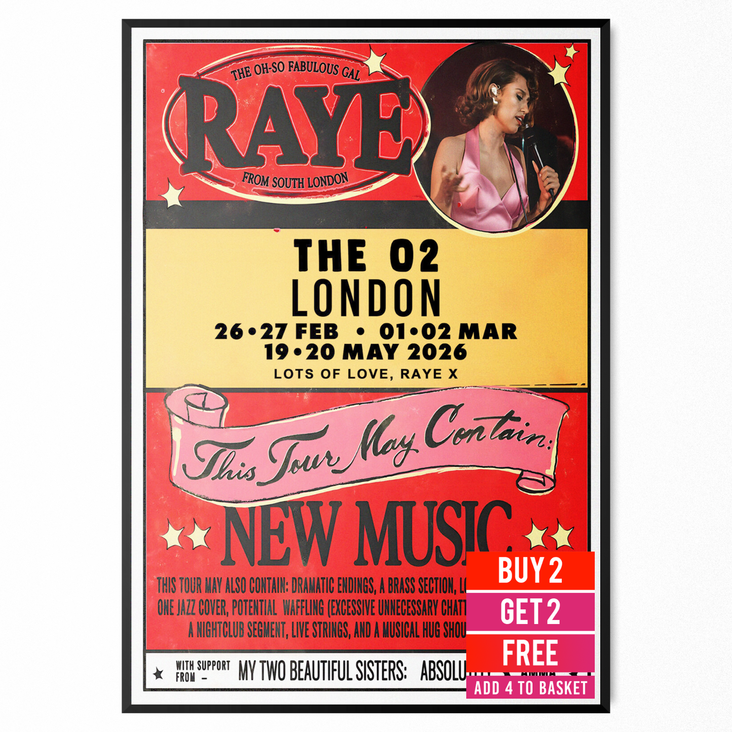 Raye Poster Musician 2026 London Wembley O2 Poster For Raye Fans A5-A3 Concert