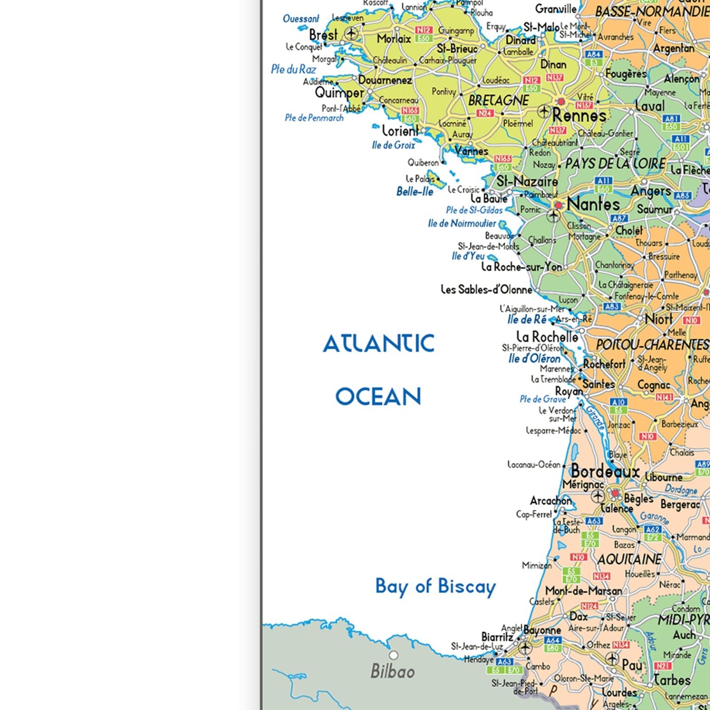 Map Of France Wall Art Travel Poster Print World Map Wall Poster Map Of France