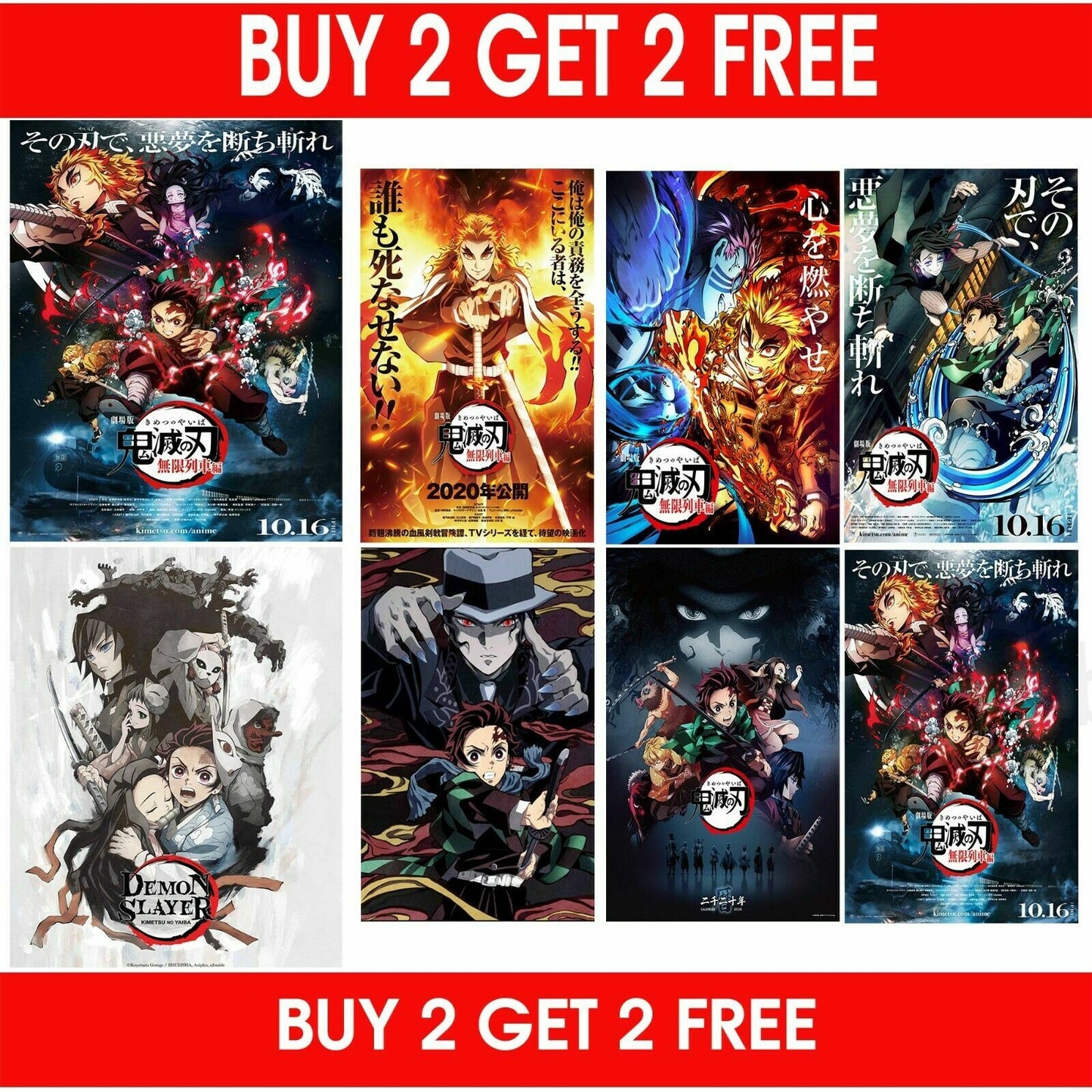 DEMON SLAYER Poster Top Anime Manga Art Print Wall Home Room Decor Collection