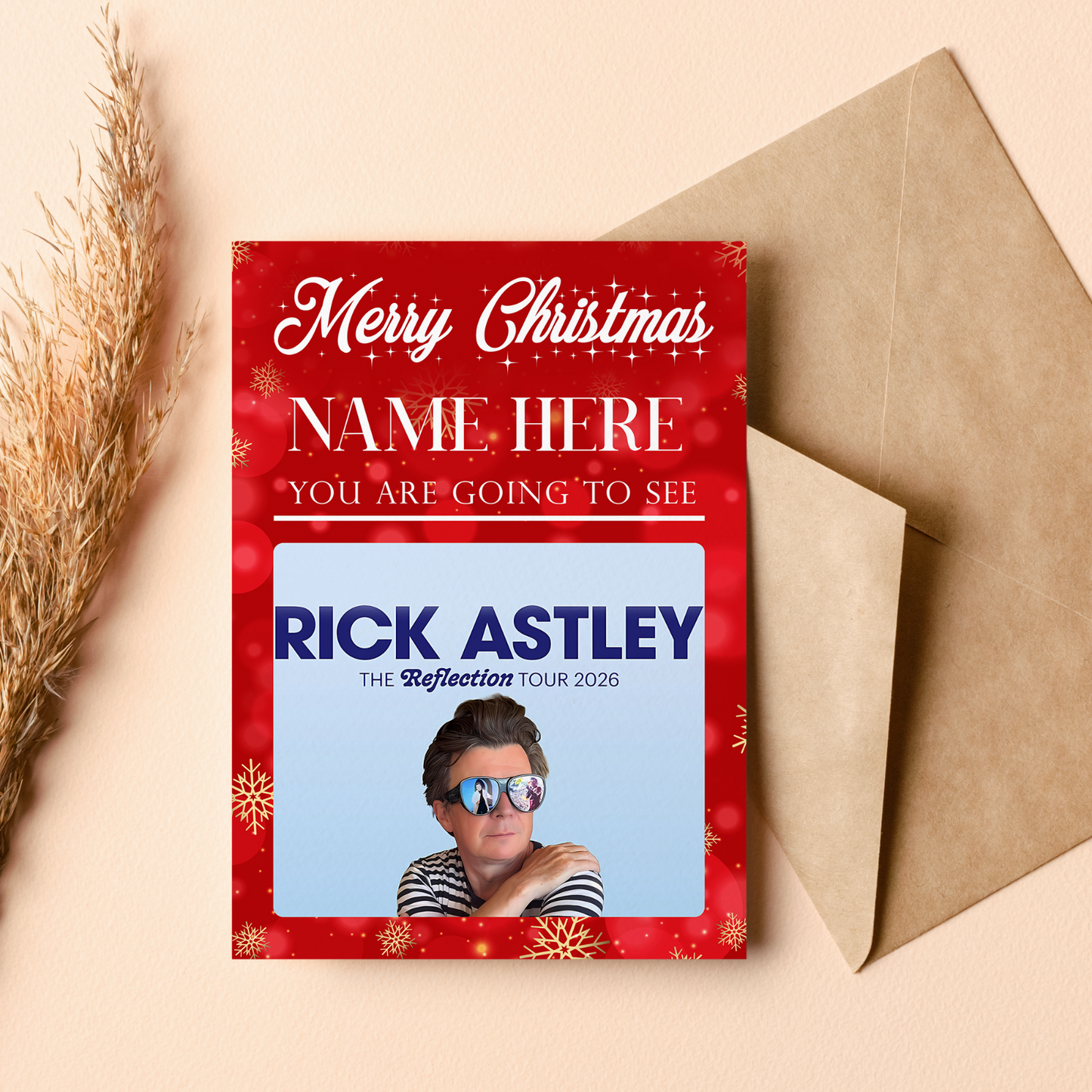 YOU'RE GOING TO SEE RICK ASTLEY ! PERSONALISED CHRISTMAS XMAS GIFT CARD