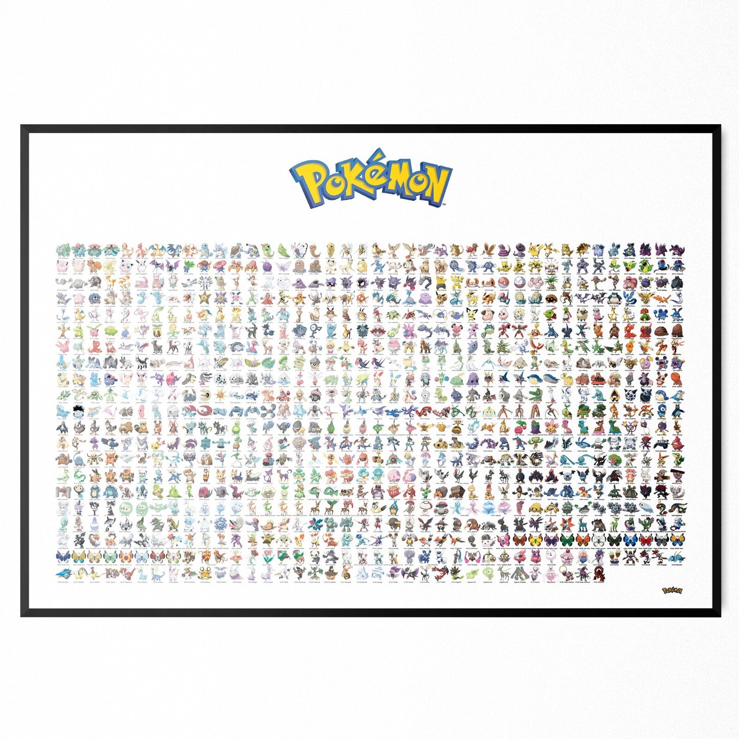 Pokemon Full Pokedex 1-721 Video Game Anime Gen 1 To Gen 6 Poster Print