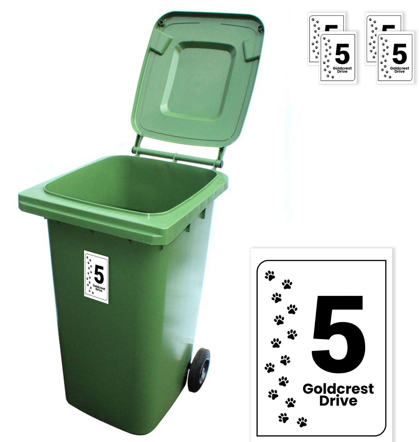 Whte Wheelie Bin House Numbers Stickers Wheely Dustbin Sticker Waterproof