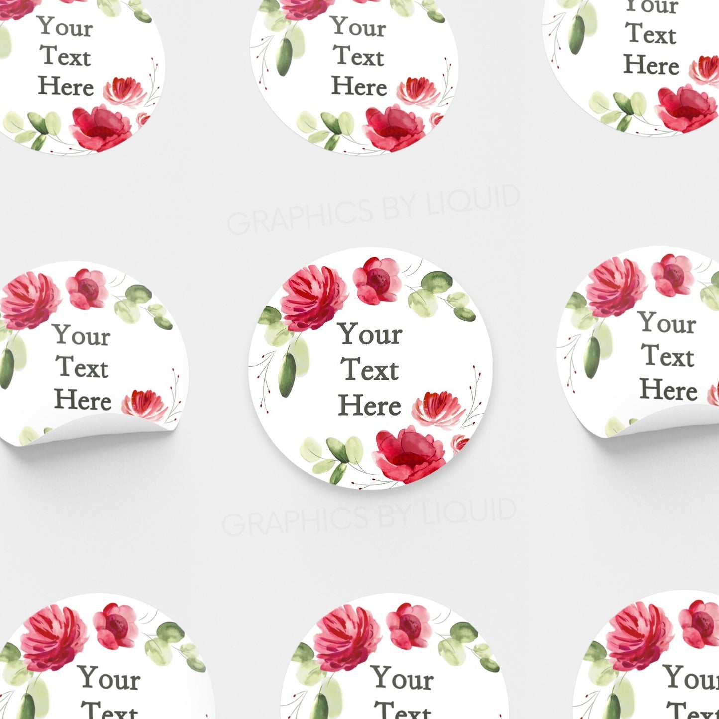 Personalised Name LOGO Printed Labels Seal Company Floral Wedding Round Stickers