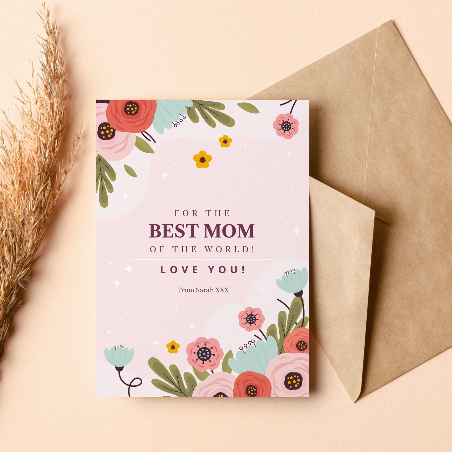 Mother's Day Card Personalised Gift Card From Daughter Greeting Card Best Mom