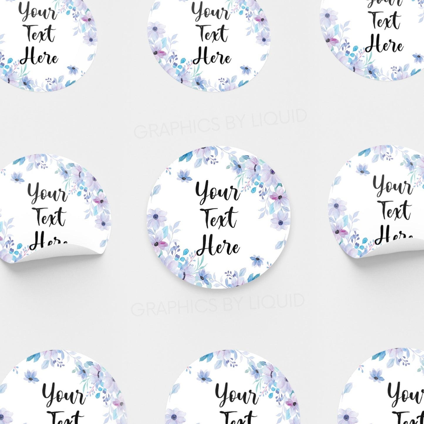 Personalised Name LOGO Printed Labels Seal Company Floral Wedding Round Stickers