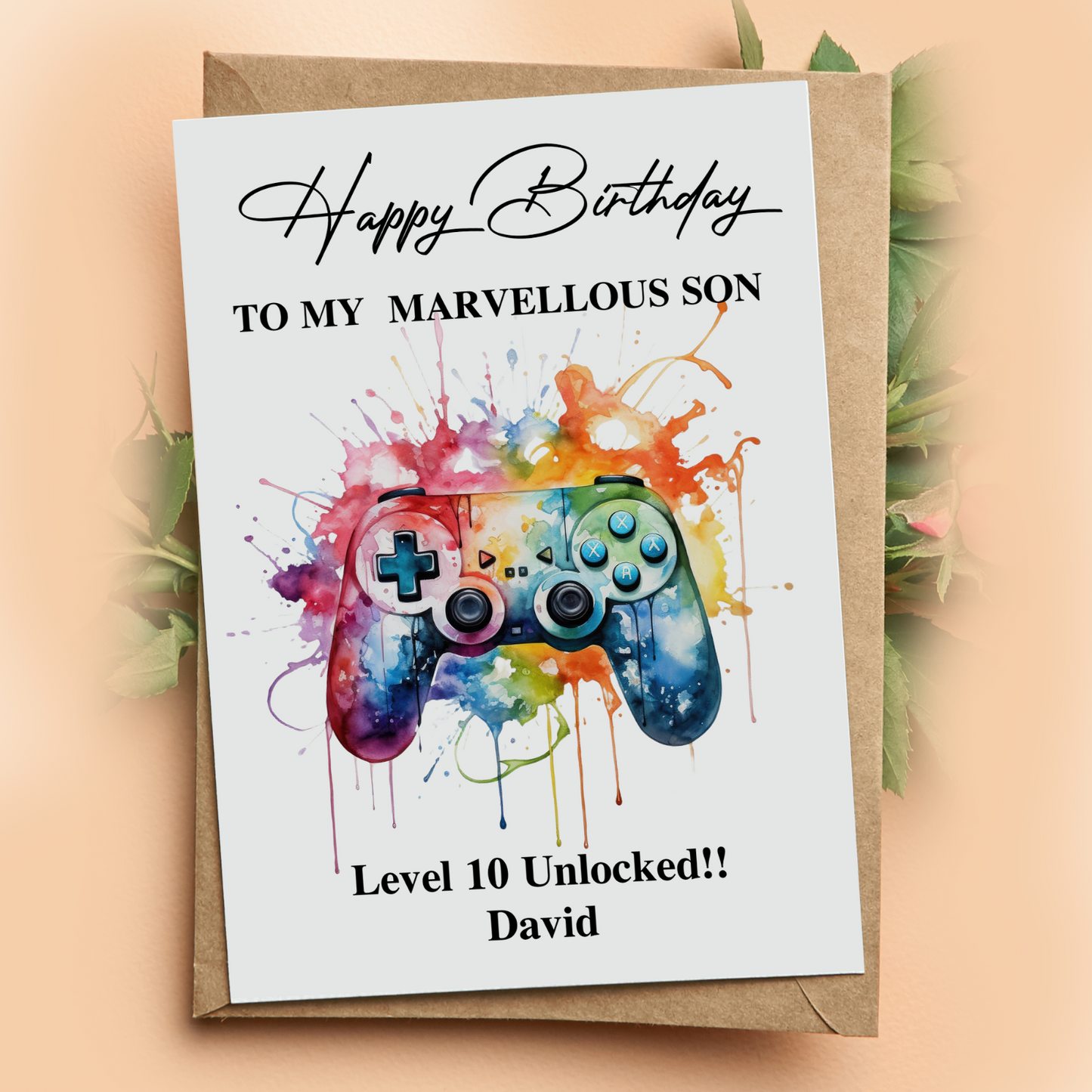 Birthday Card Personalised Boys Gaming Son Grandson Brother Nephew Teenage Gamer