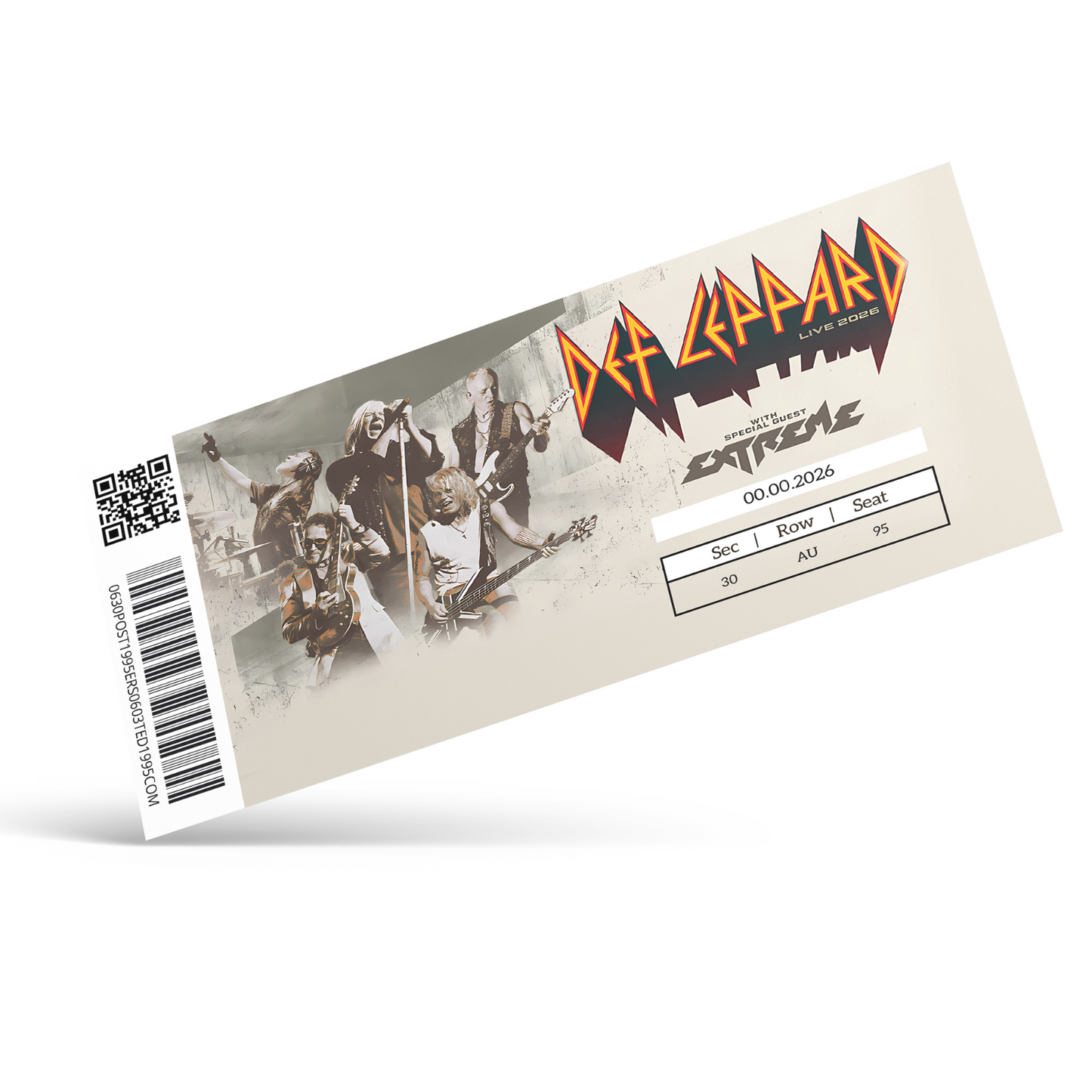 Def Leppard Ticket Live 2026 Tour Keepsake Rock Gift Personalised Mock Ticket
