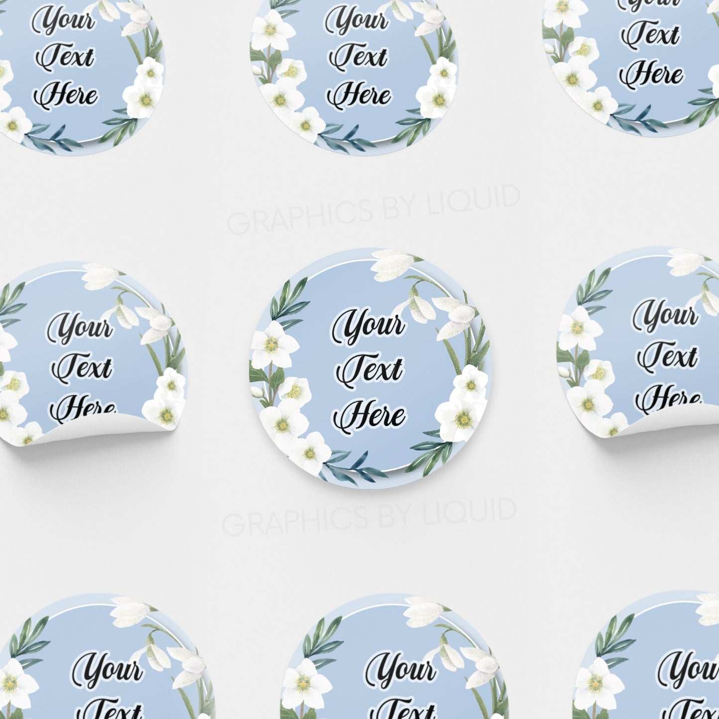 Personalised Name LOGO Printed Labels Seal Company Floral Wedding Round Stickers