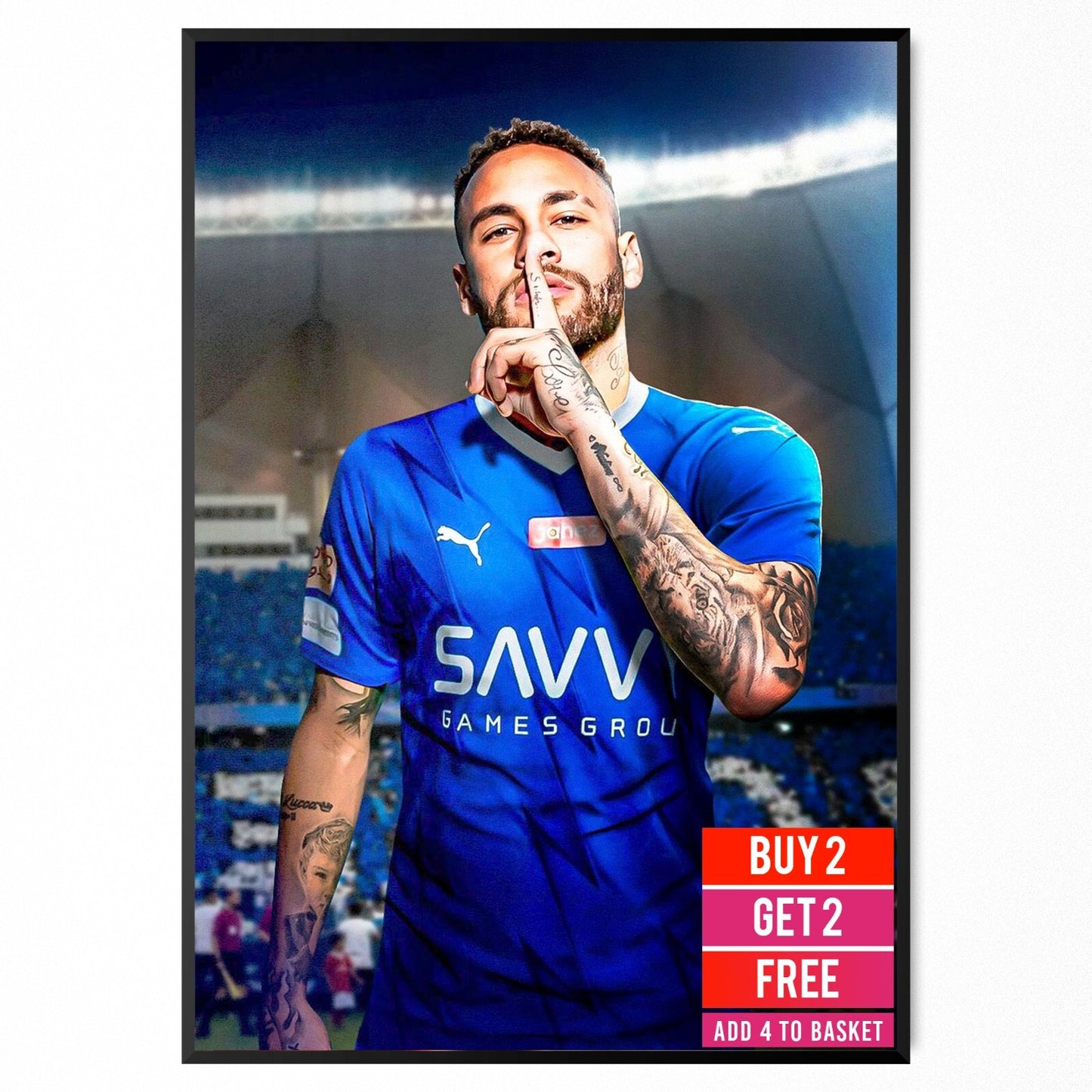 Neymar Jr Football Poster Sports Art Print Photo Picture A5 A4 A3