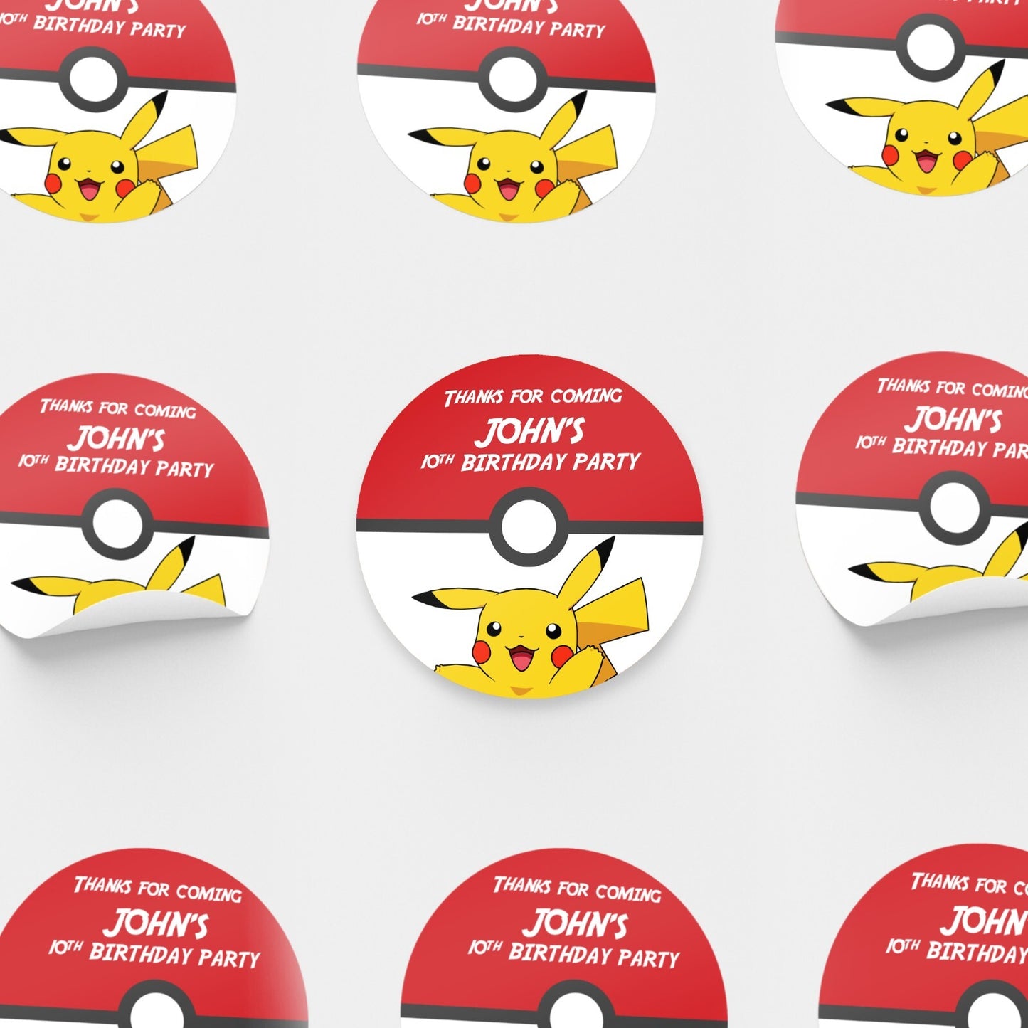 Pokemon Birthday Stickers Personalised Wall Stickers Seals Party Bag Gift