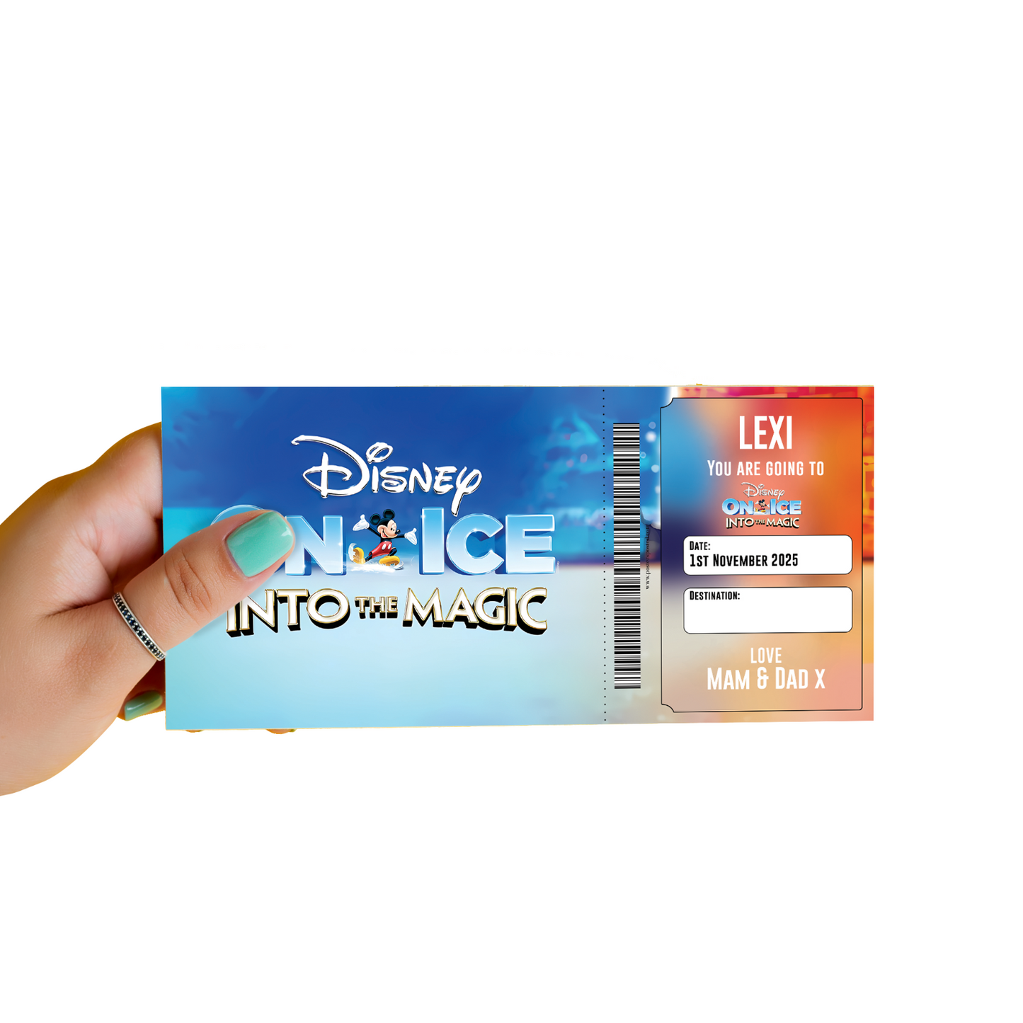 Disney On Ice Into The Magic Christmas Ticket Personalised Gift Keepsake Ticket