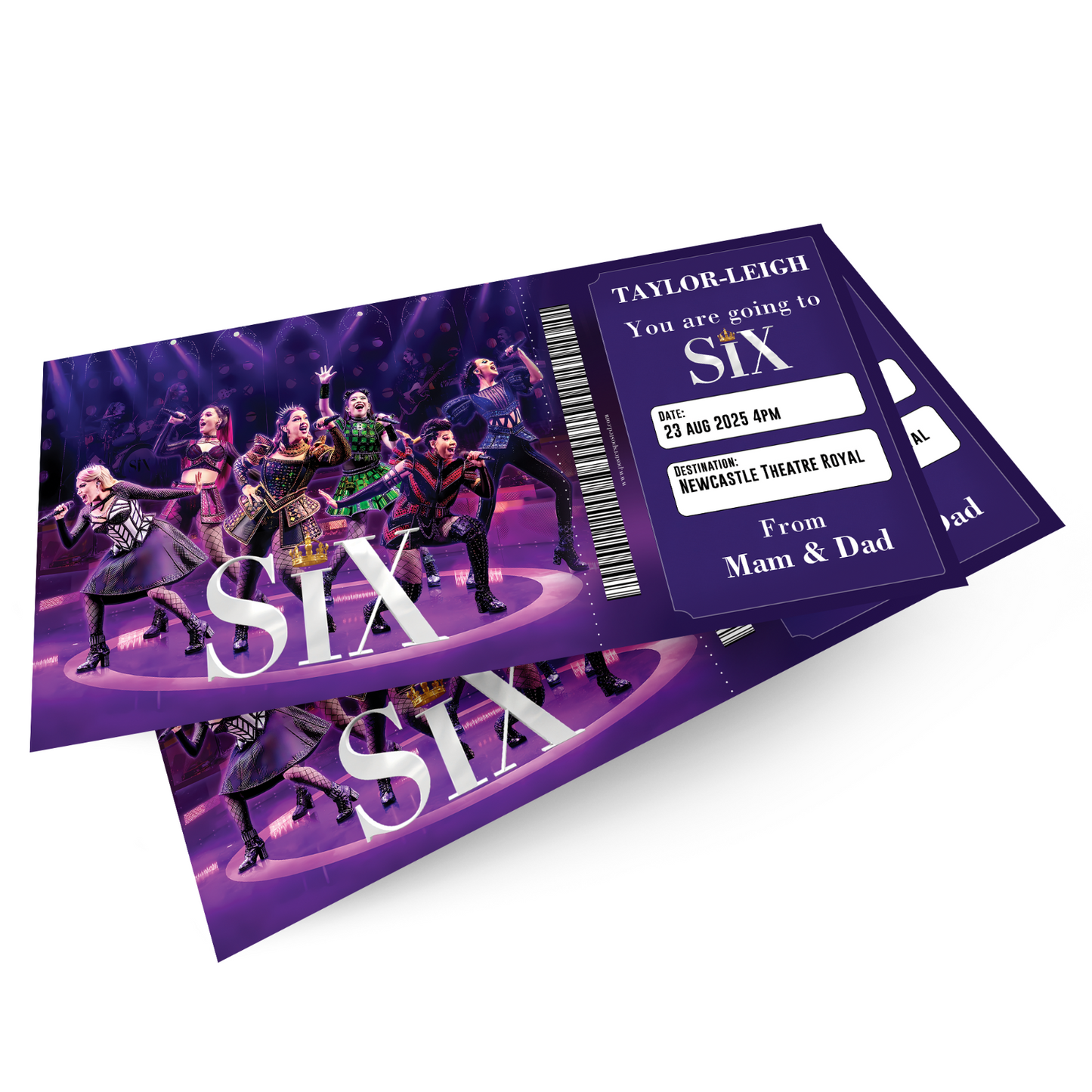 Six The Musical Ticket Theatre Personalised Ticket Gift Keepsake Reveal Gift