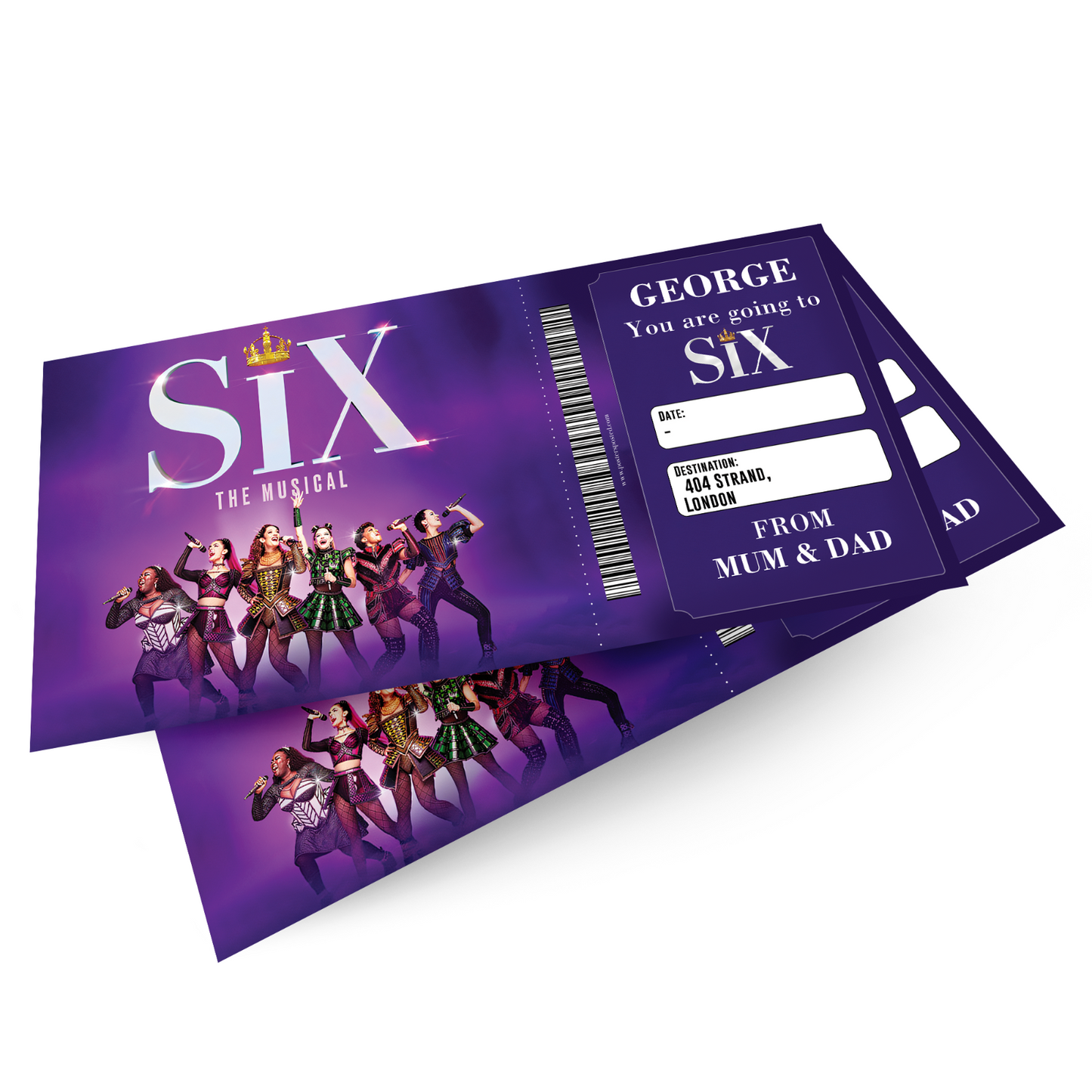 Six The Musical Ticket Theatre Gift Ticket Keepsake Personalised Reveal Gift