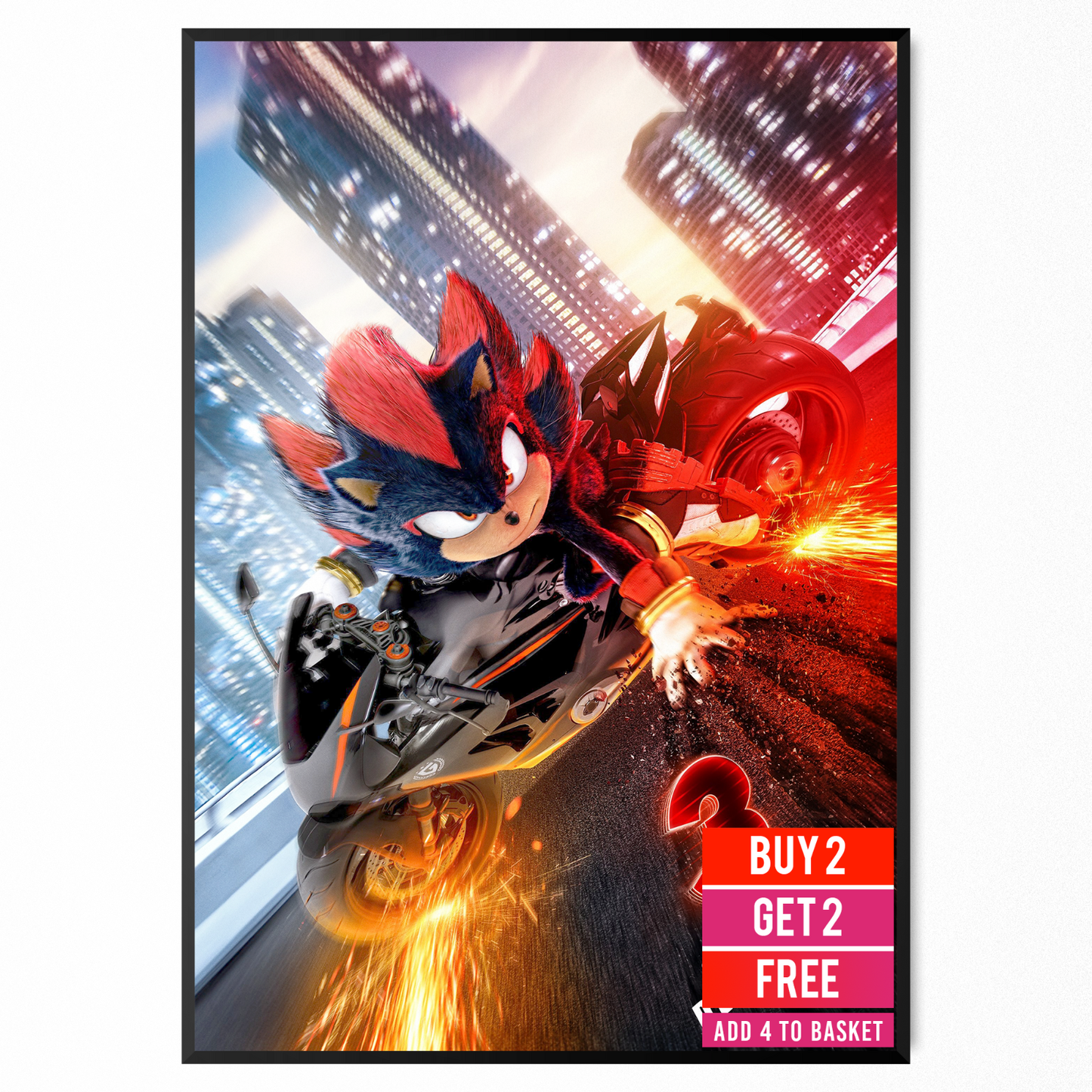 Sonic the Hedgehog 3 2024 Movie Poster Shadow The Hedgehog Character Poster