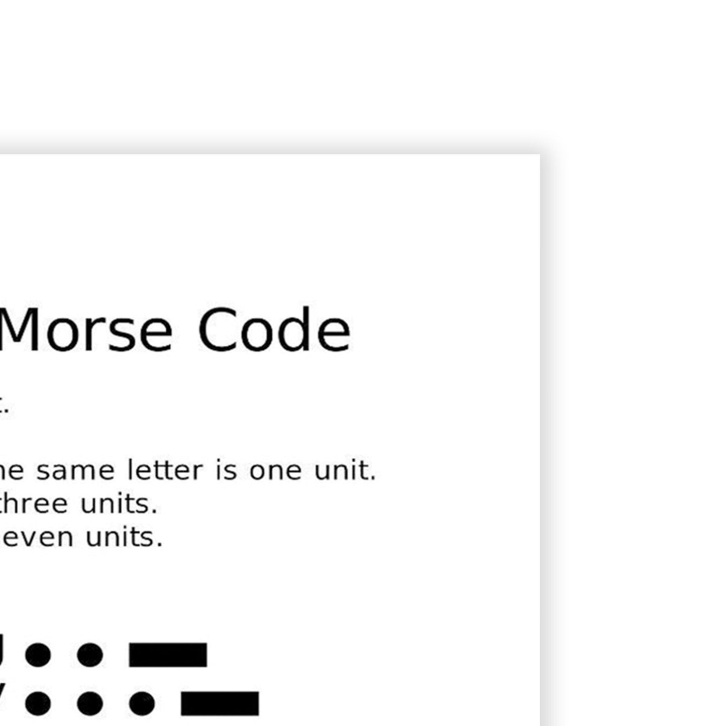 Morse Code Alphabet Chart Poster Educational Wall Poster Print - A5 A4 A3