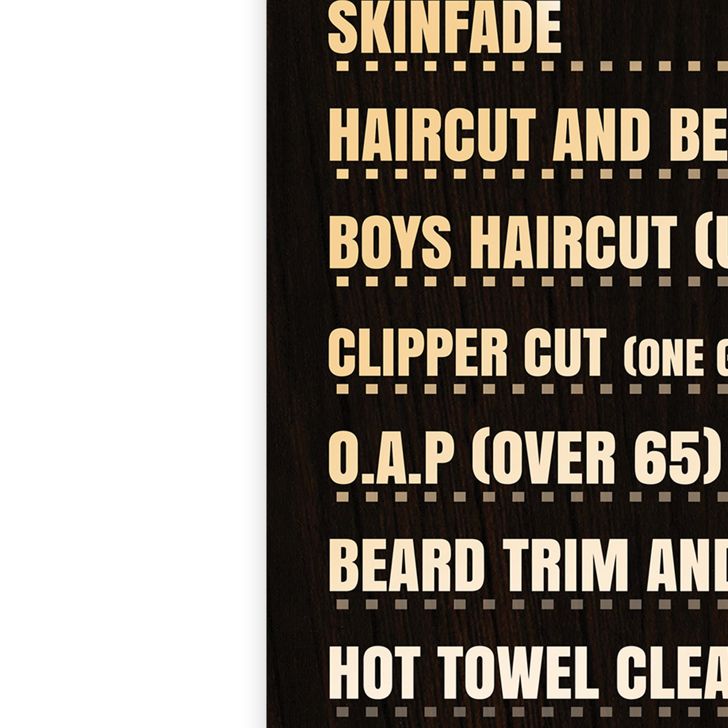 Barber Shop Salon Advertising Price List Sign Board Poster - A5 A4 A3