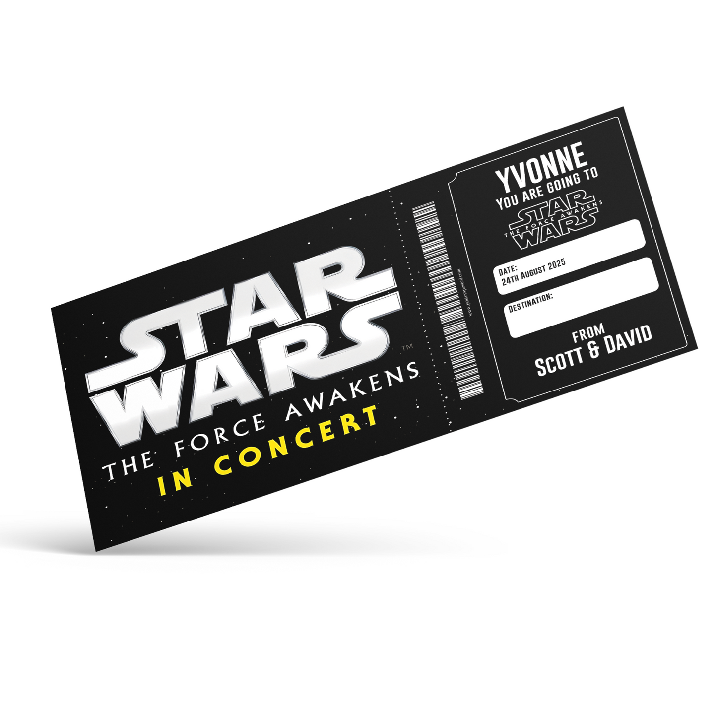 Star Wars The Force Awakens In Concert Gift Ticket Personalised Xmas Gift Ticket