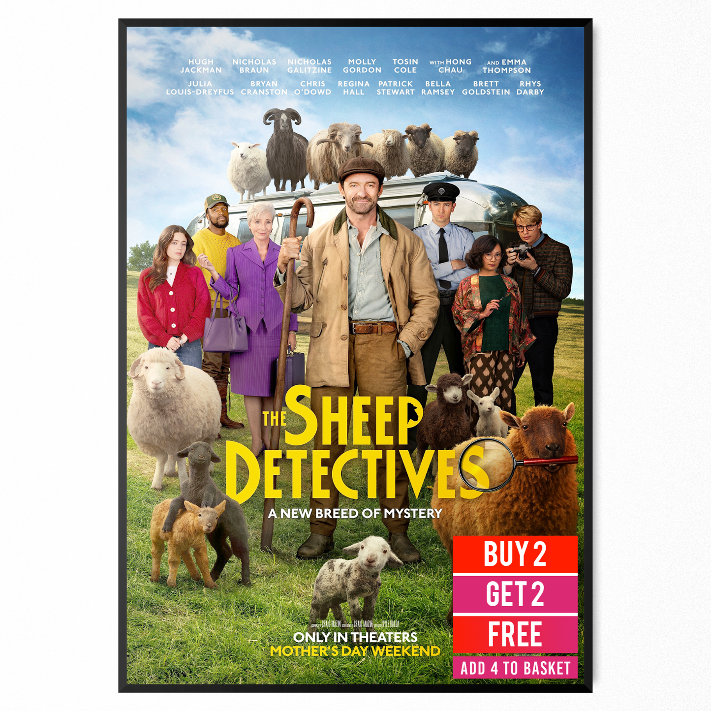 The Sheep Detectives 2026 Movie Poster Print Teaser Poster Hugh Jackman A5-A3