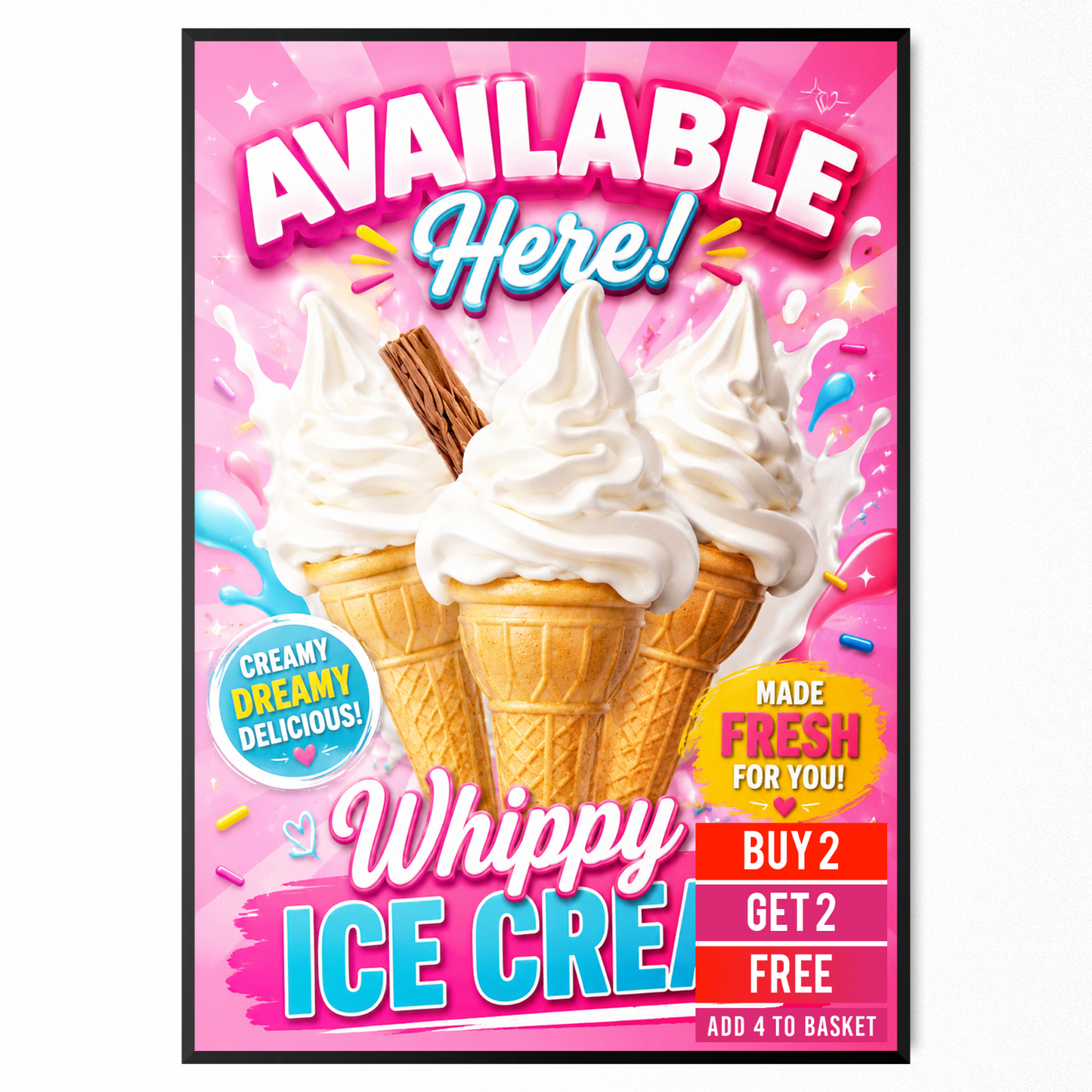 Ice Slush Sold Here Shop Restaurant Advertisement Display Poster Print A5-A3