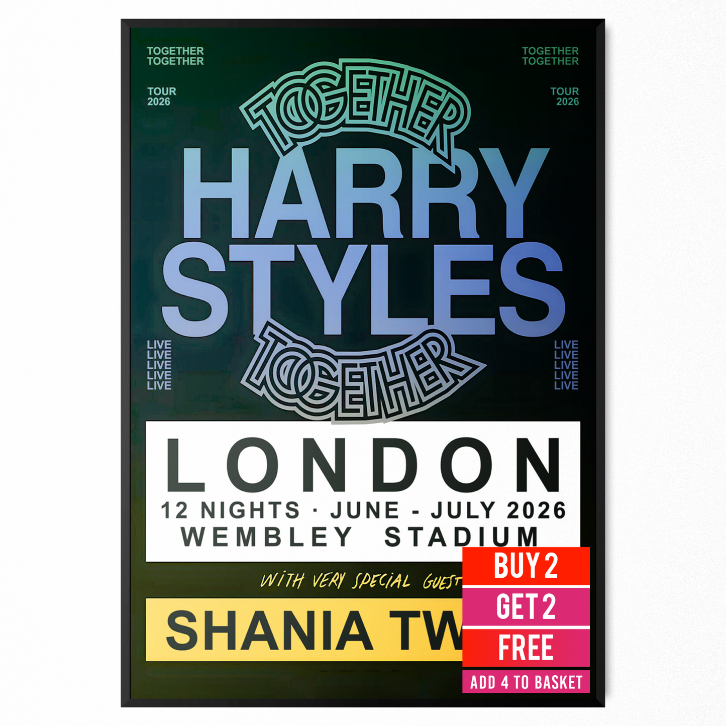 Harry Styles Together Together Tour London Wembelyy Poster For Harry Styles Fans