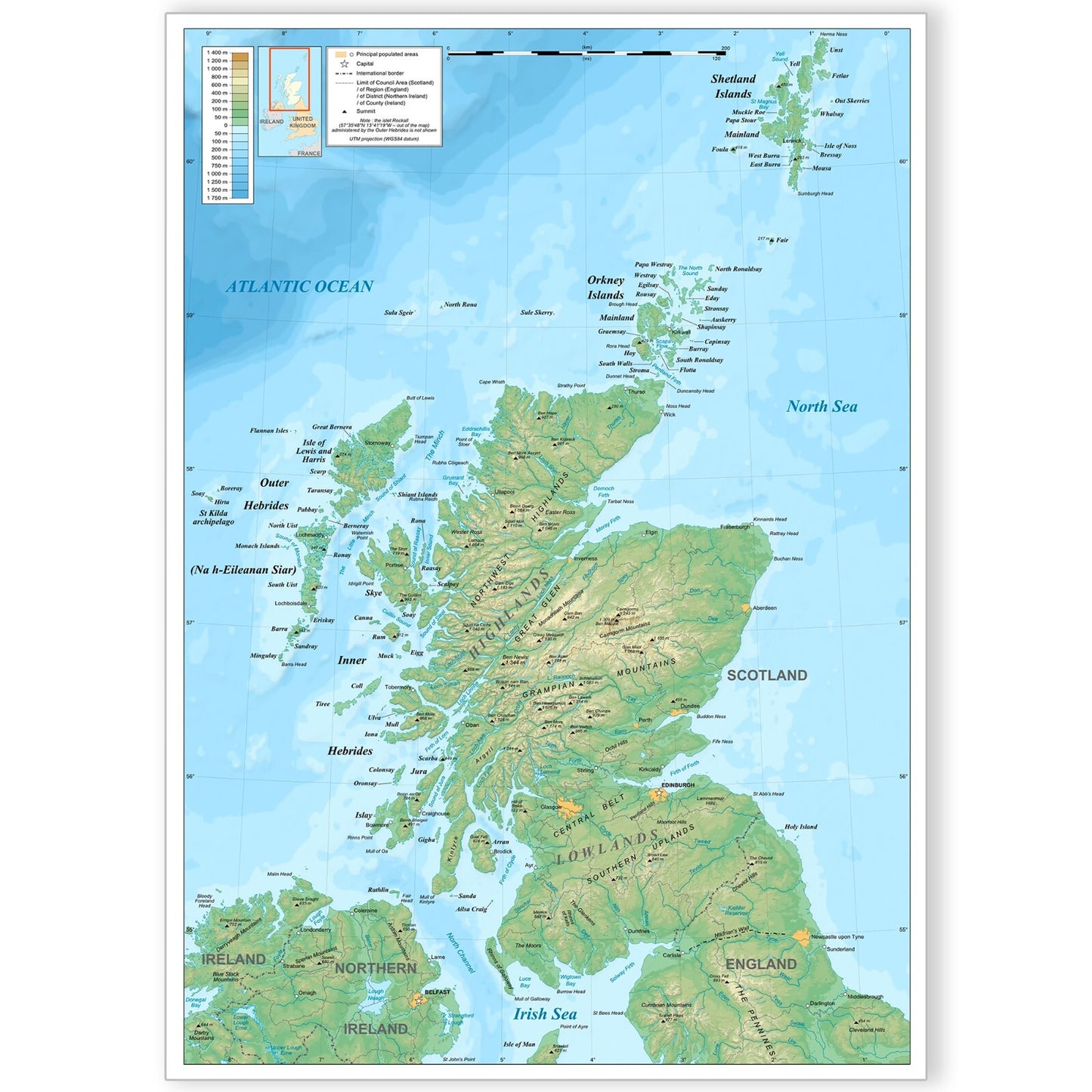 SCOTLAND MAP POSTER Educational School Map Poster Laminated Poster A5 A4 A3