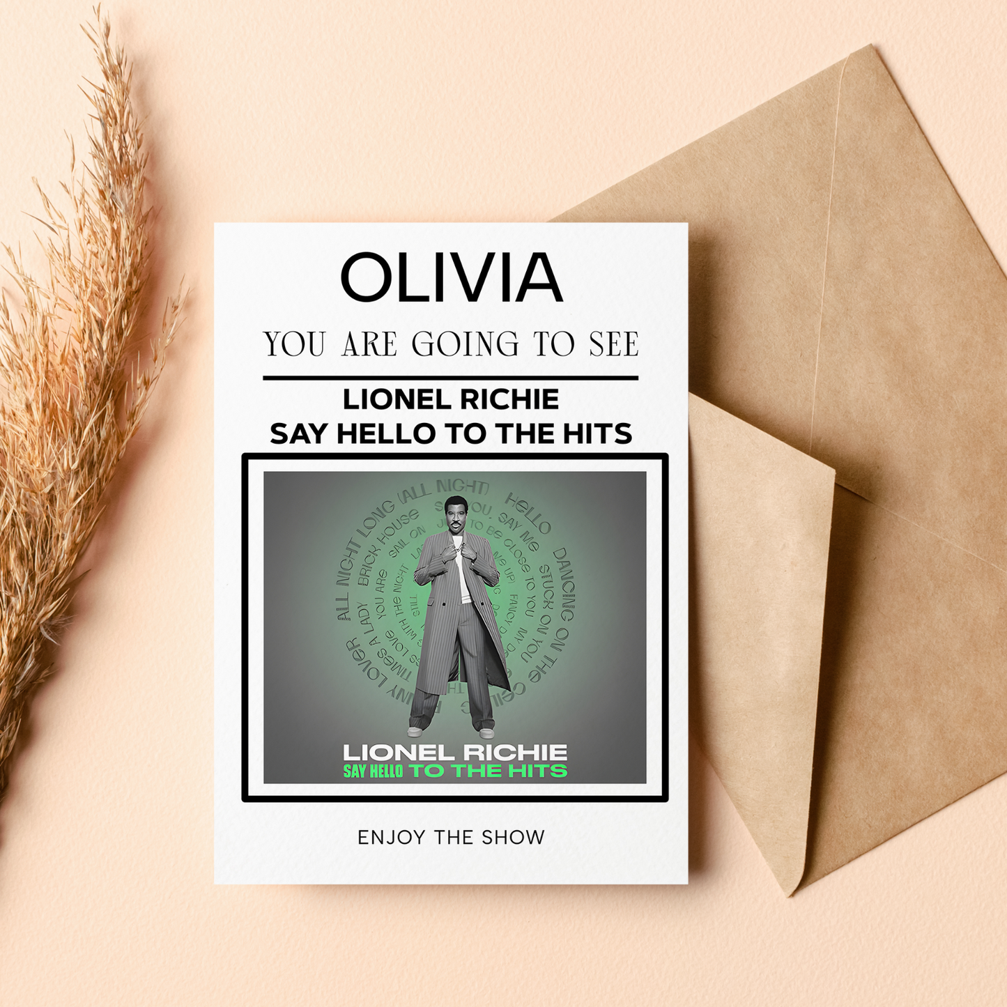 You're Going To See Lionel Richie Tour Concert Personalised Ticket Card Gift