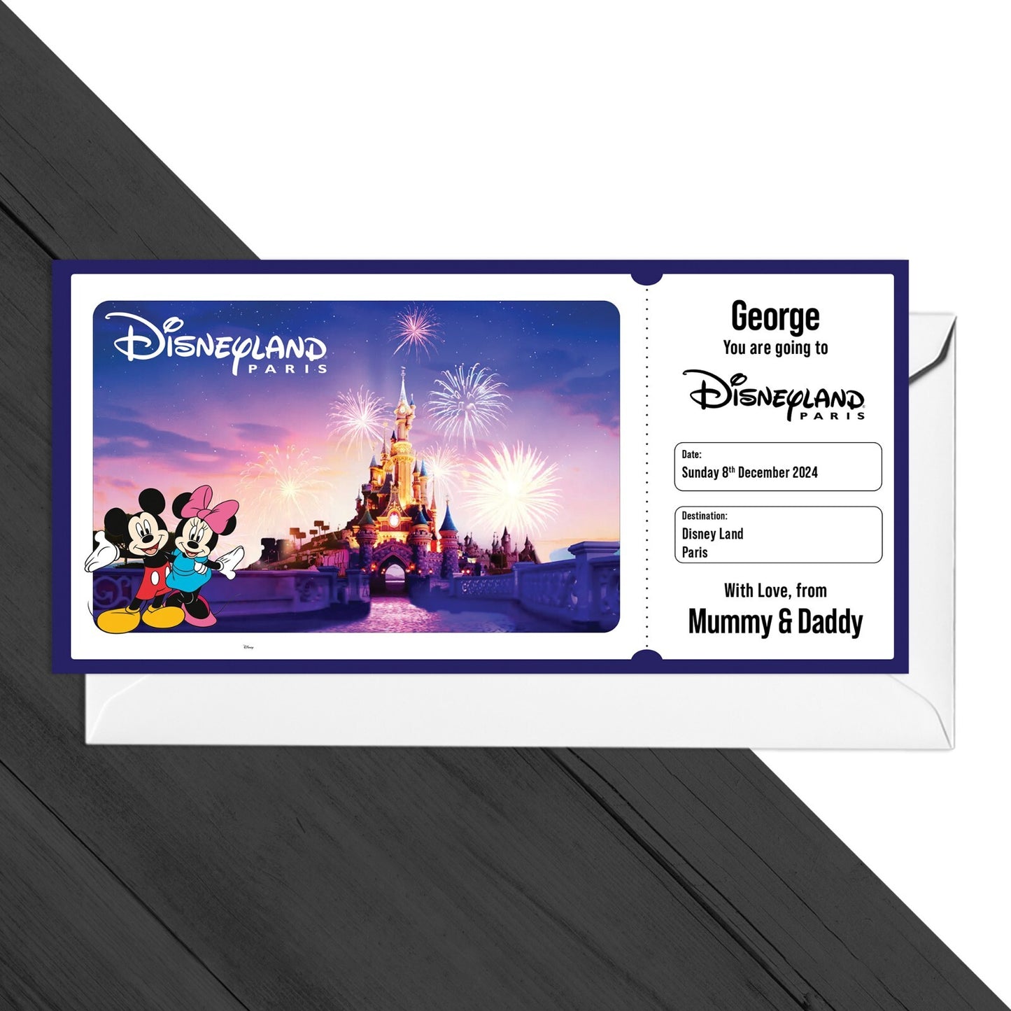 Disneyland Ticket Personalised, Disneyland Paris Ticket Surprise Ticket Gift