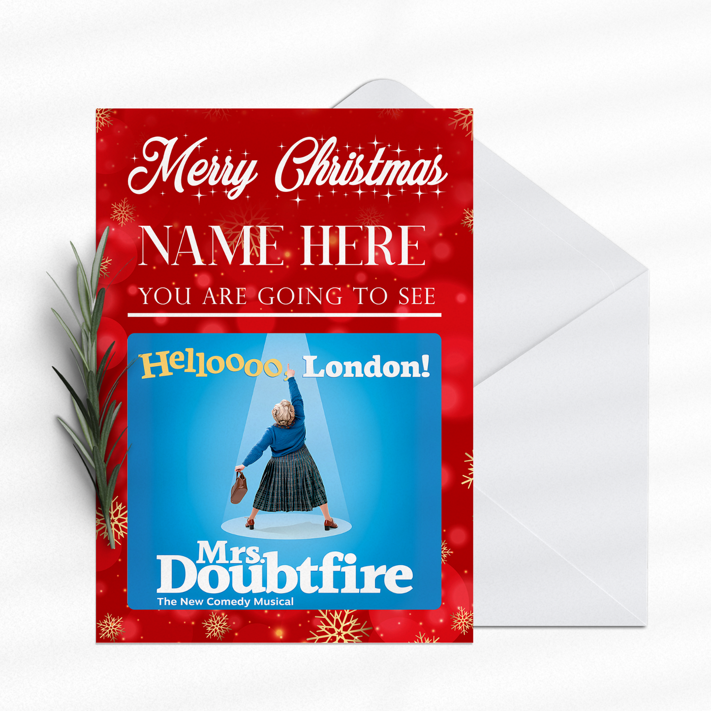 You're Going To See Mrs Doubtfire The Musical! Personalised Christmas Xmas Card
