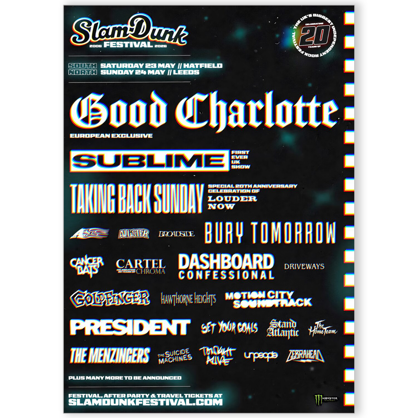 Slam Dunk Music Festival Poster 2025 Line Up Festival Rock Print A5-A3 For Fans