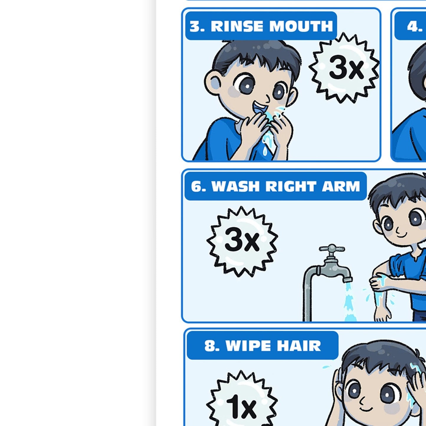 Kids Wudhu Guide Poster Learning Teaching Wudu Salah Instruction Poster A5-A3