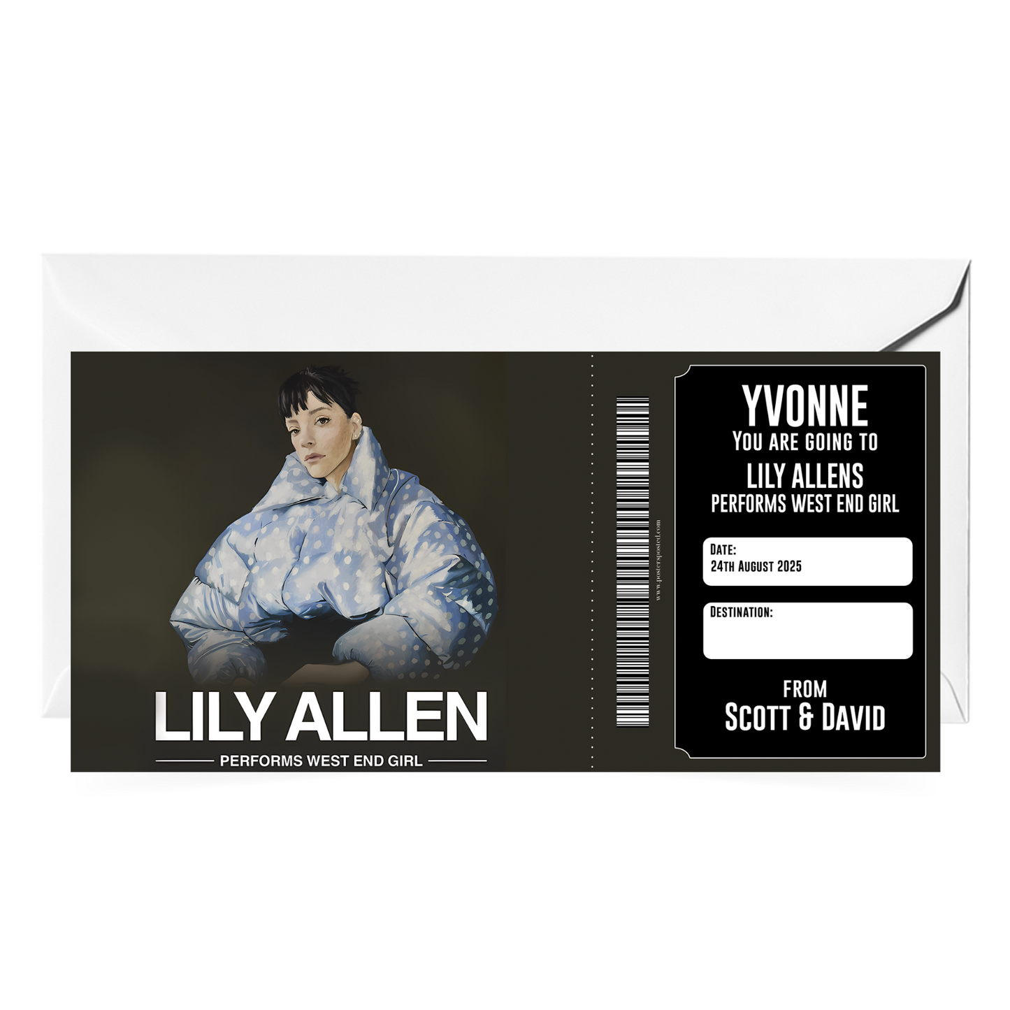 Lily Allen UK Tour 2026 Personalised Ticket Christmas Gift Keepsake Mock Ticket