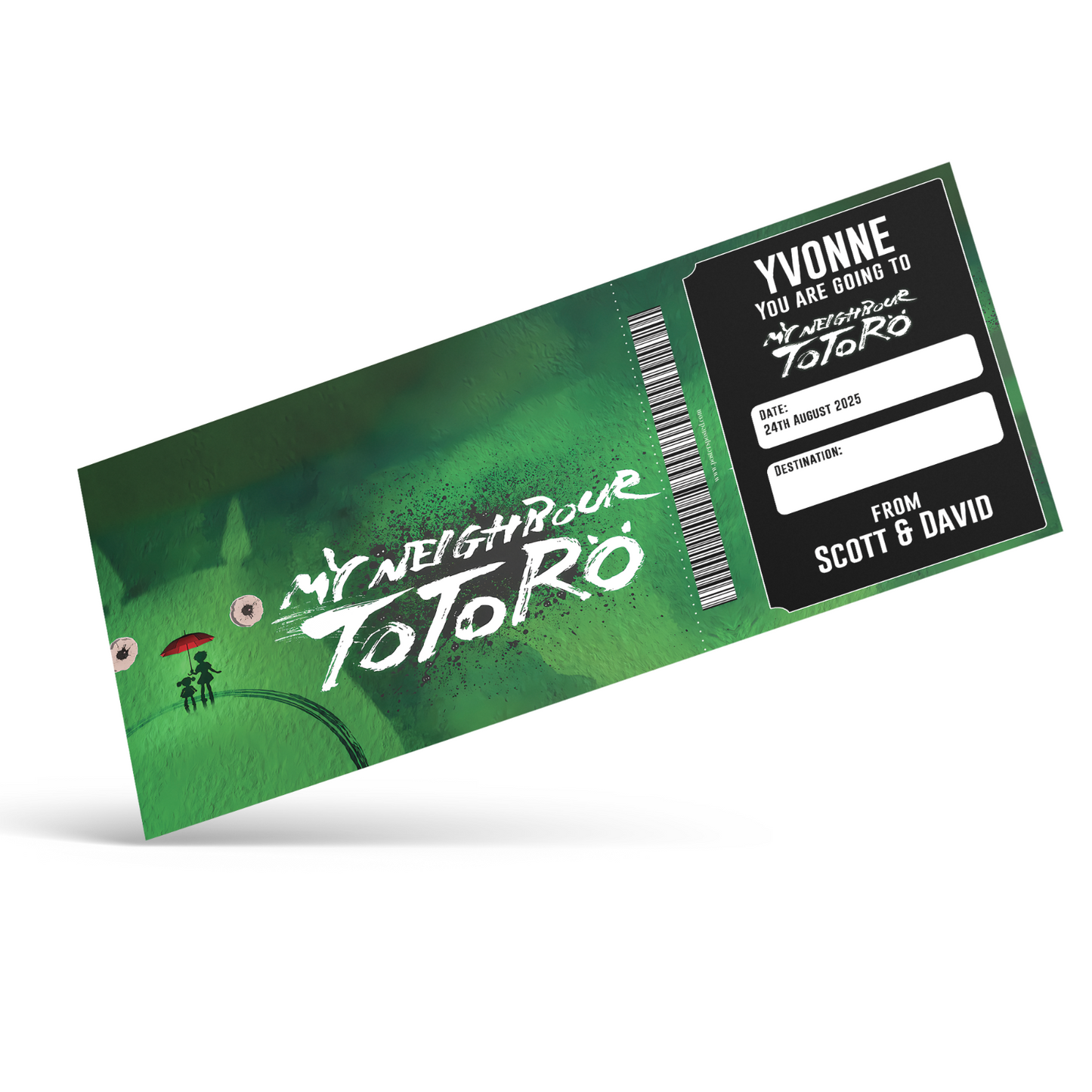 My Neighbour Totoro Musical Theatre Ticket Christmas Xmas Personalised Ticket