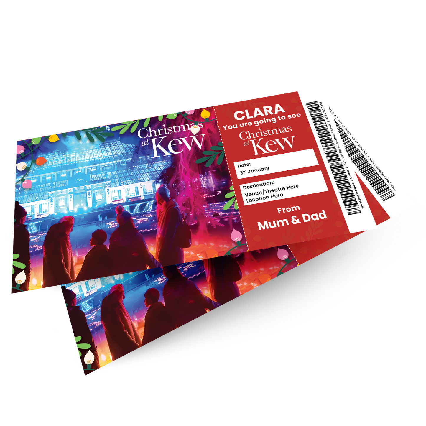 Christmas At Kew Garden Ticket Xmas Personalised Christmas Gift Keepsake Card
