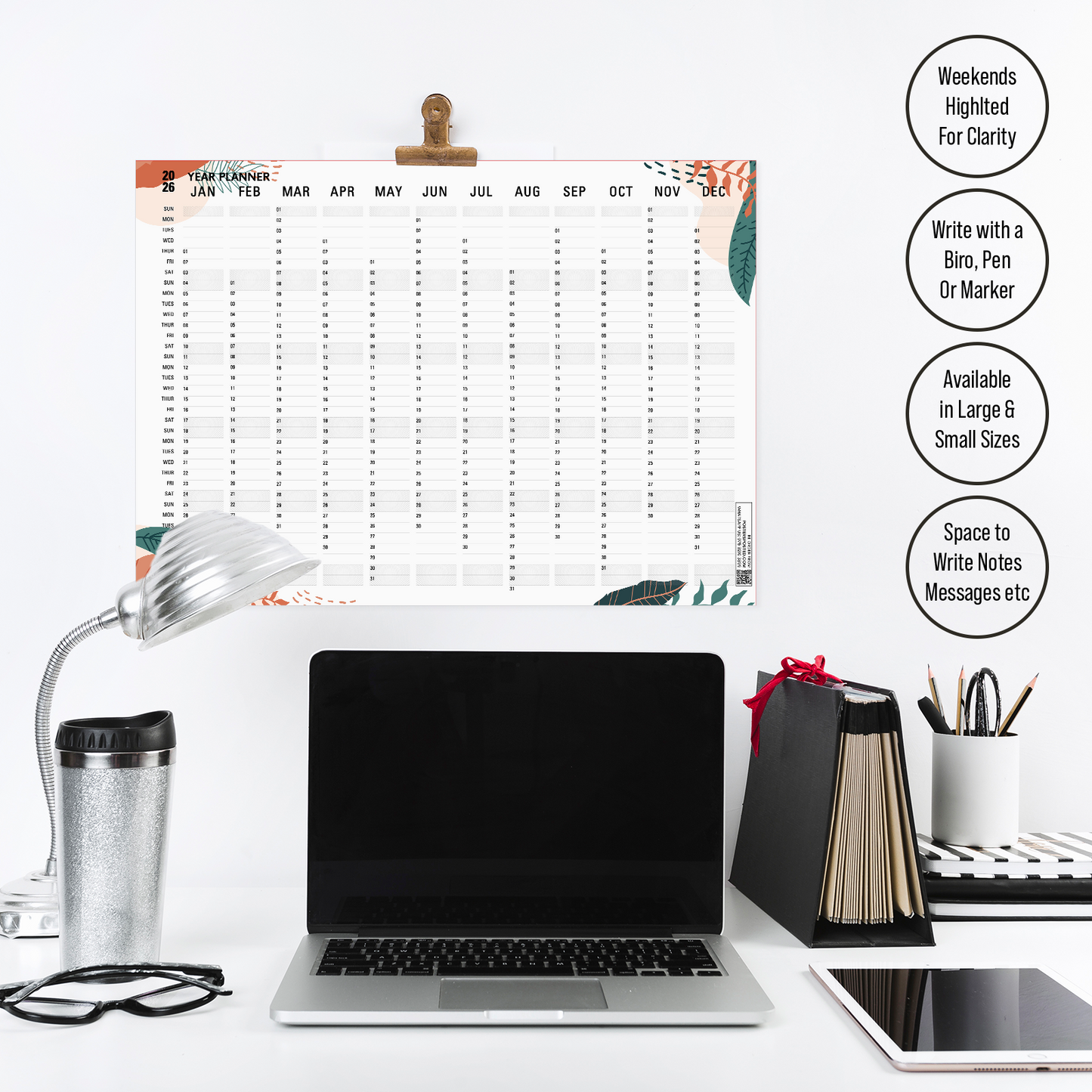 2026 Year Planner Wall Calendar Planner Wall Chart Calendar Home Office Work