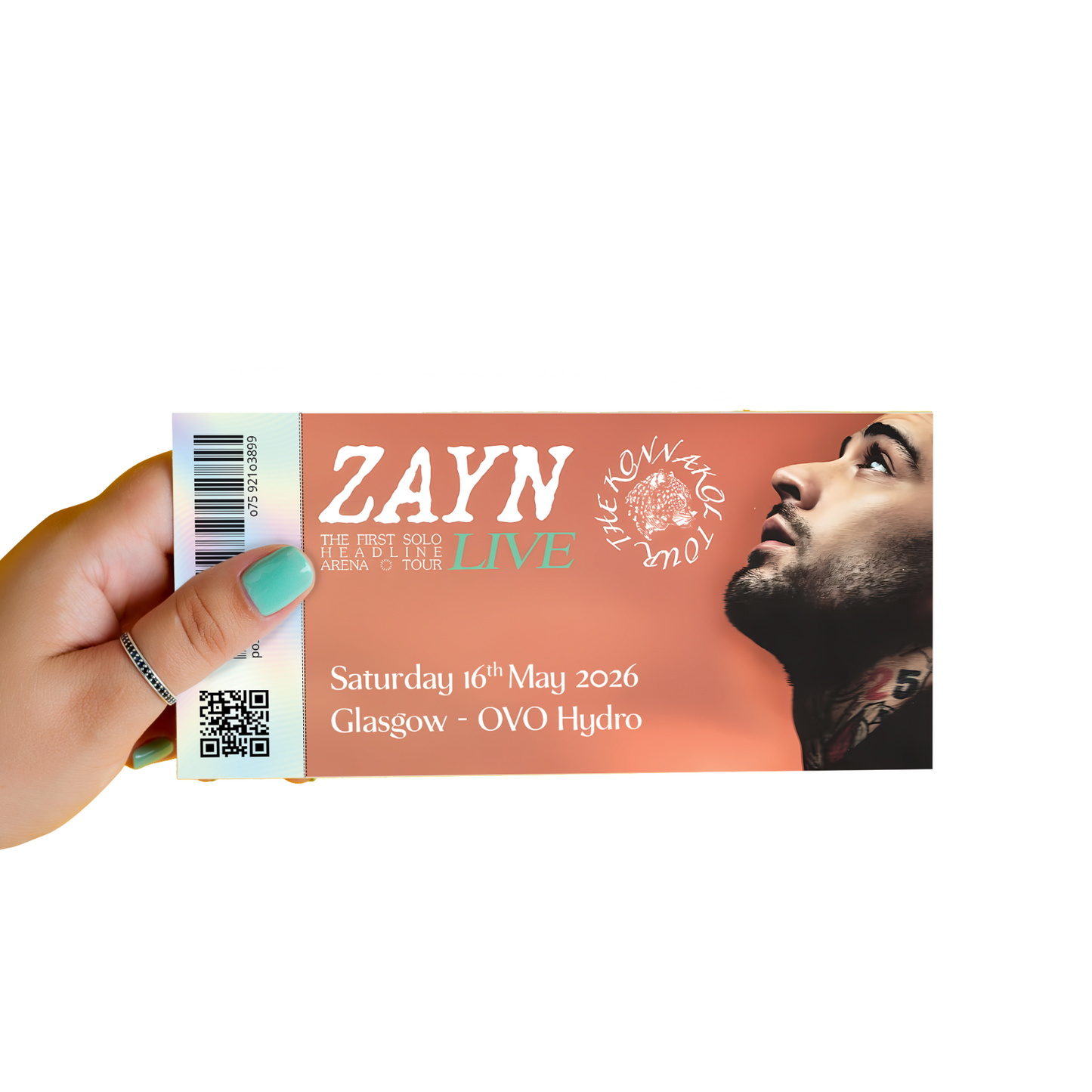 ZAYNTHE KONNAKOL TOUR 2026 Mock Ticket Gift Reveal Keepsake Stub Replica Ticket