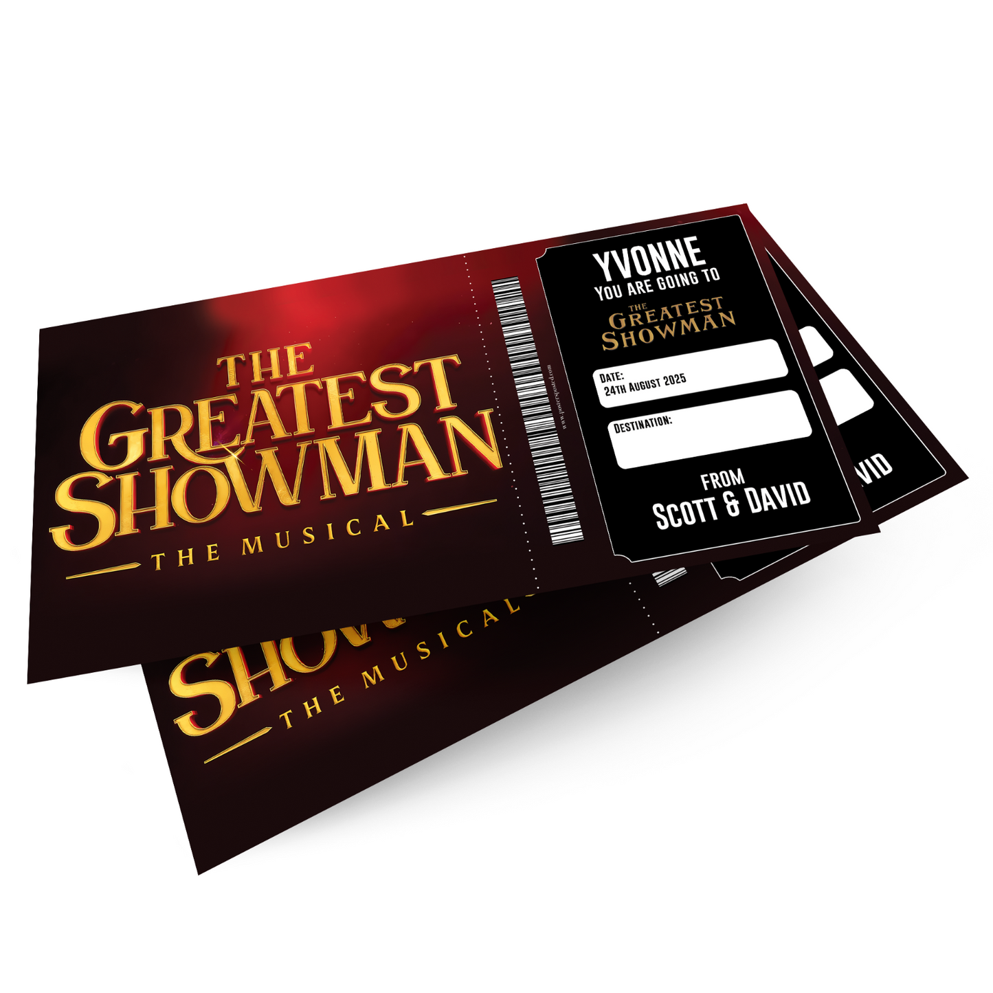 The Greatest Showman Theatre Ticket Musical Gift Voucher Surprise Personalised