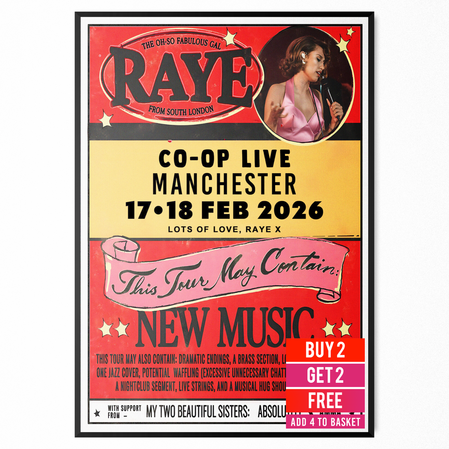 Raye Poster Musician 2026 Manchester UK Poster For Raye Fans A5-A3 Concert