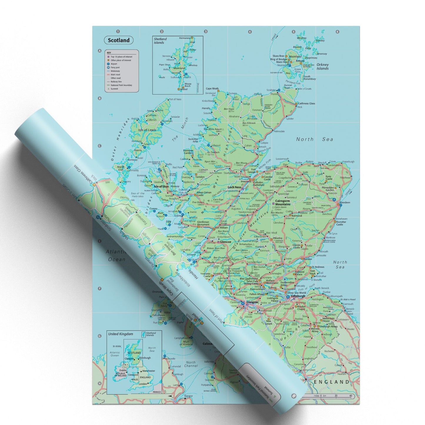 Scotland Map Poster Wall Art Print Educational Map Of United Kingdom Laminated