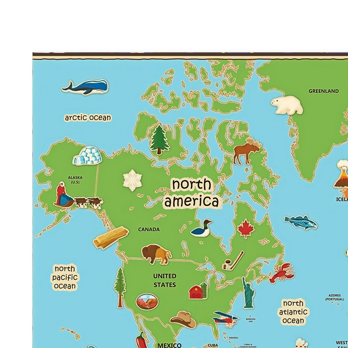 World Map Poster Kids Animal Map Colourful Educational Wall Poster A5-A3