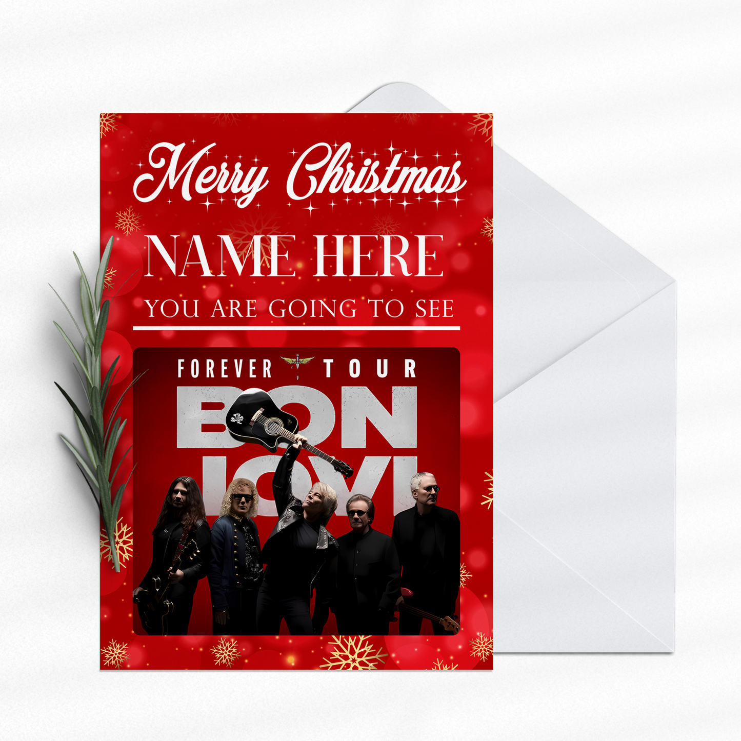 YOURE GOING TO SEE BON JOVI LIVE TOUR Personalised Christmas Gift Card