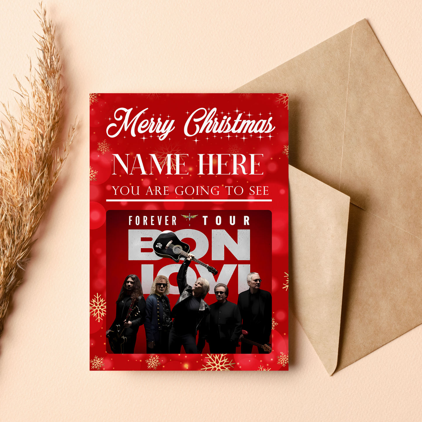 YOURE GOING TO SEE BON JOVI LIVE TOUR Personalised Christmas Gift Card