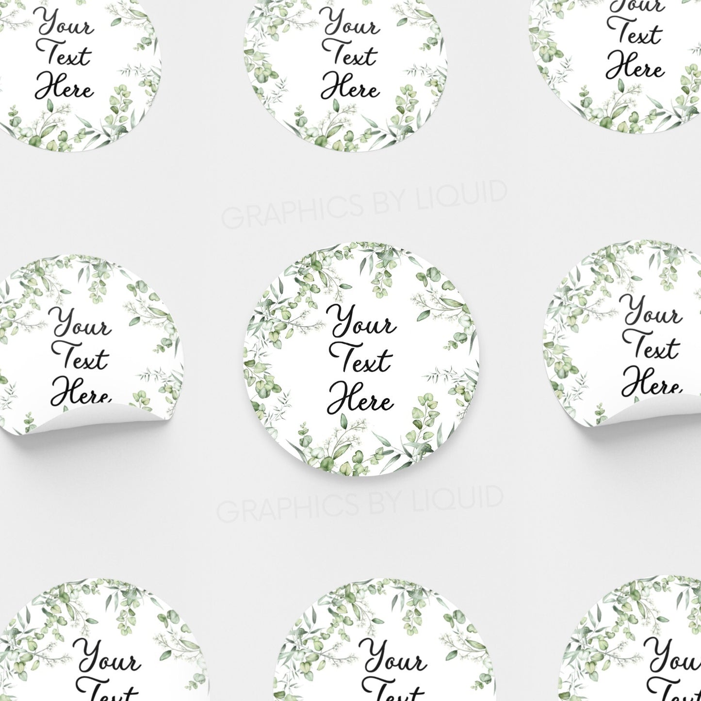 Personalised Name LOGO Printed Labels Seal Company Floral Wedding Round Stickers