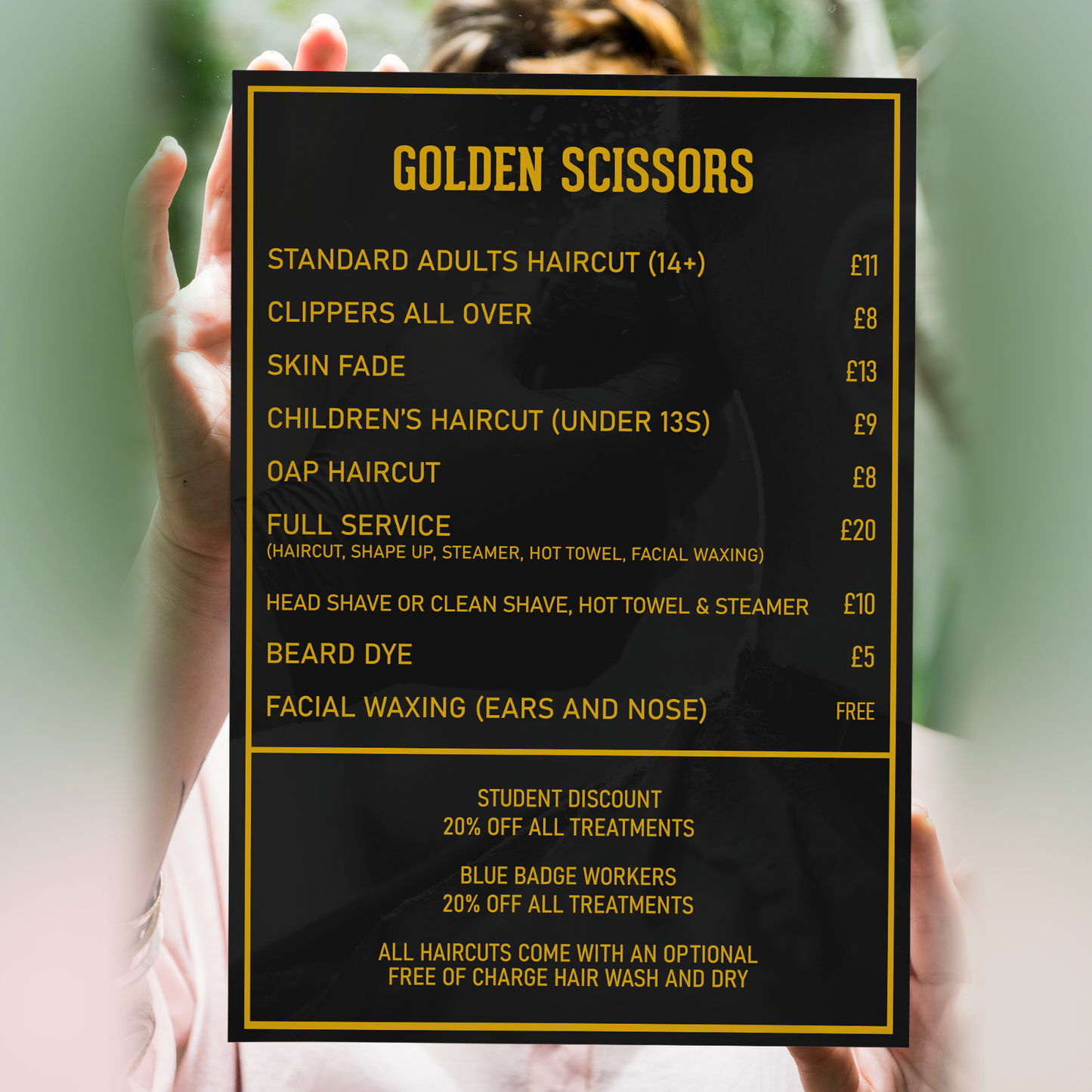 Barber Shop Price List Advertising Salon Sign Poster Indoor Vinyl Sticker A5-A3
