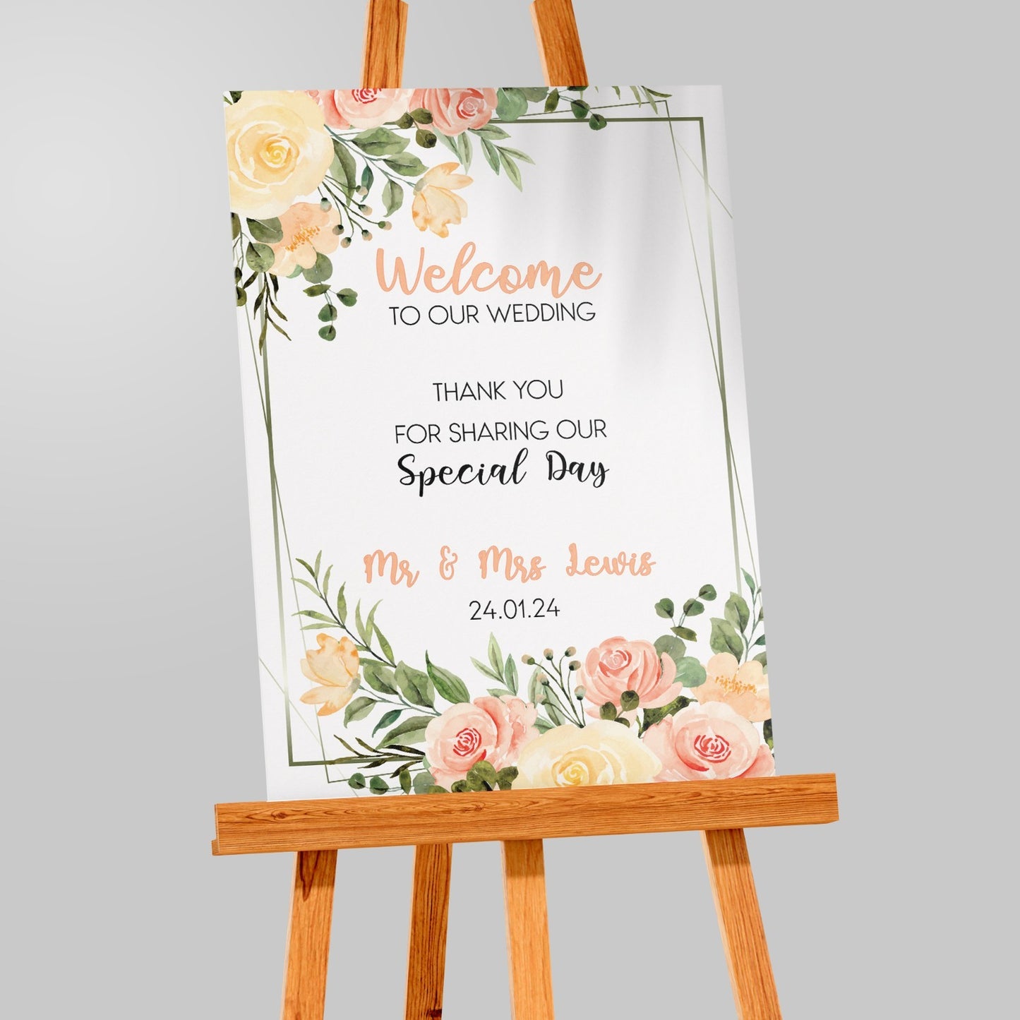 Personalised Wedding Welcome Sign Poster Foliage Ceremony A5-A3 | Custom