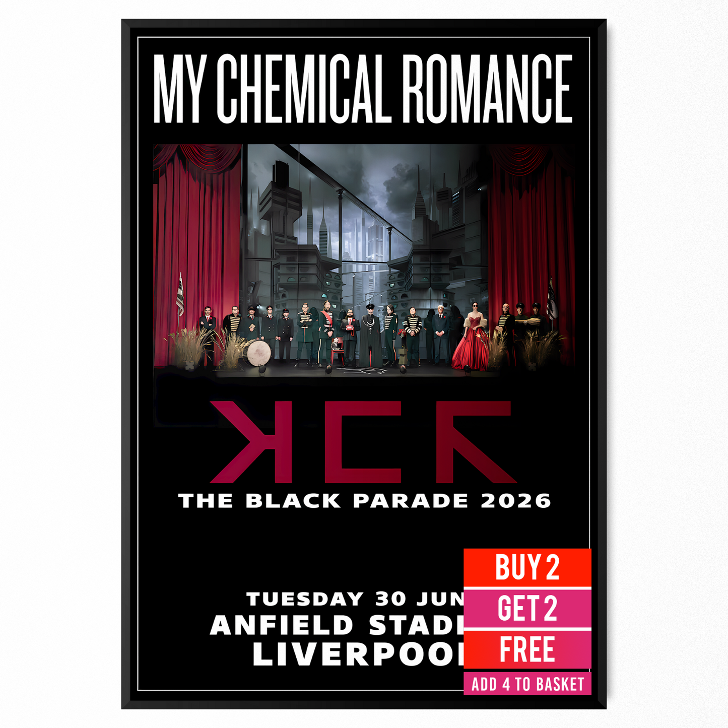 My Chemical Romance Music Poster Liverpool Concert Print For MCR Rock Fans